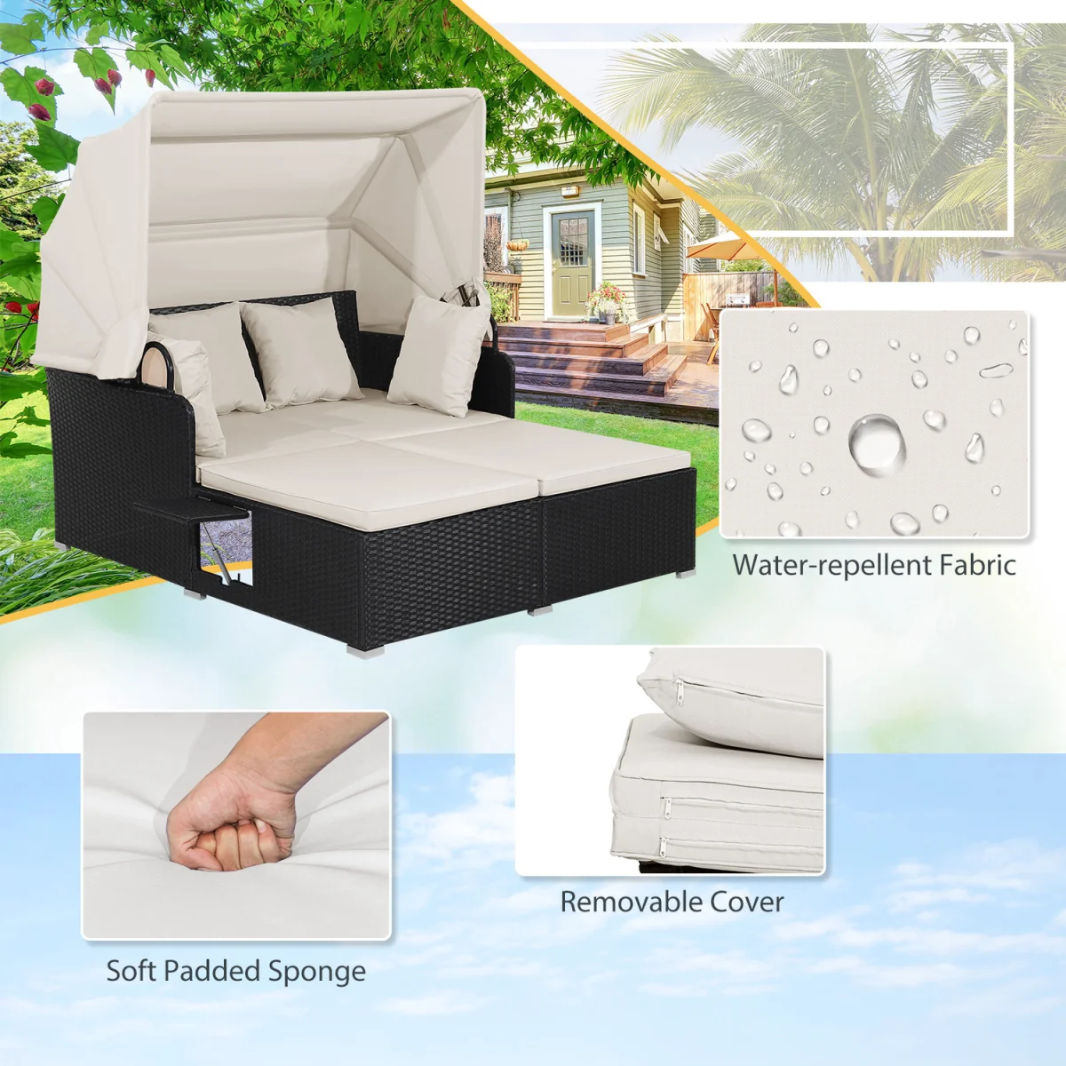 Outdoor Daybed with Retractable Canopy – image 4