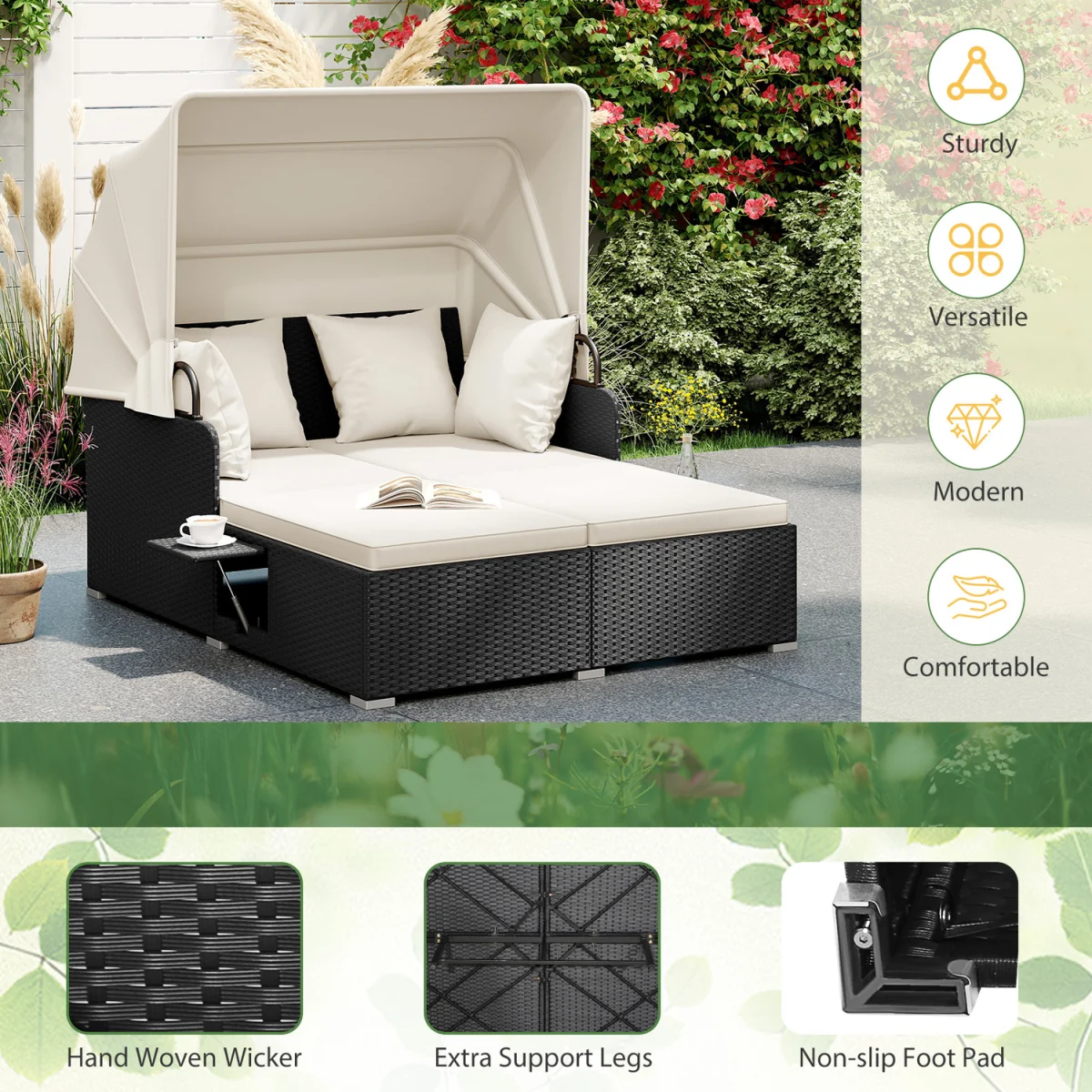 Outdoor Daybed with Retractable Canopy – image 5