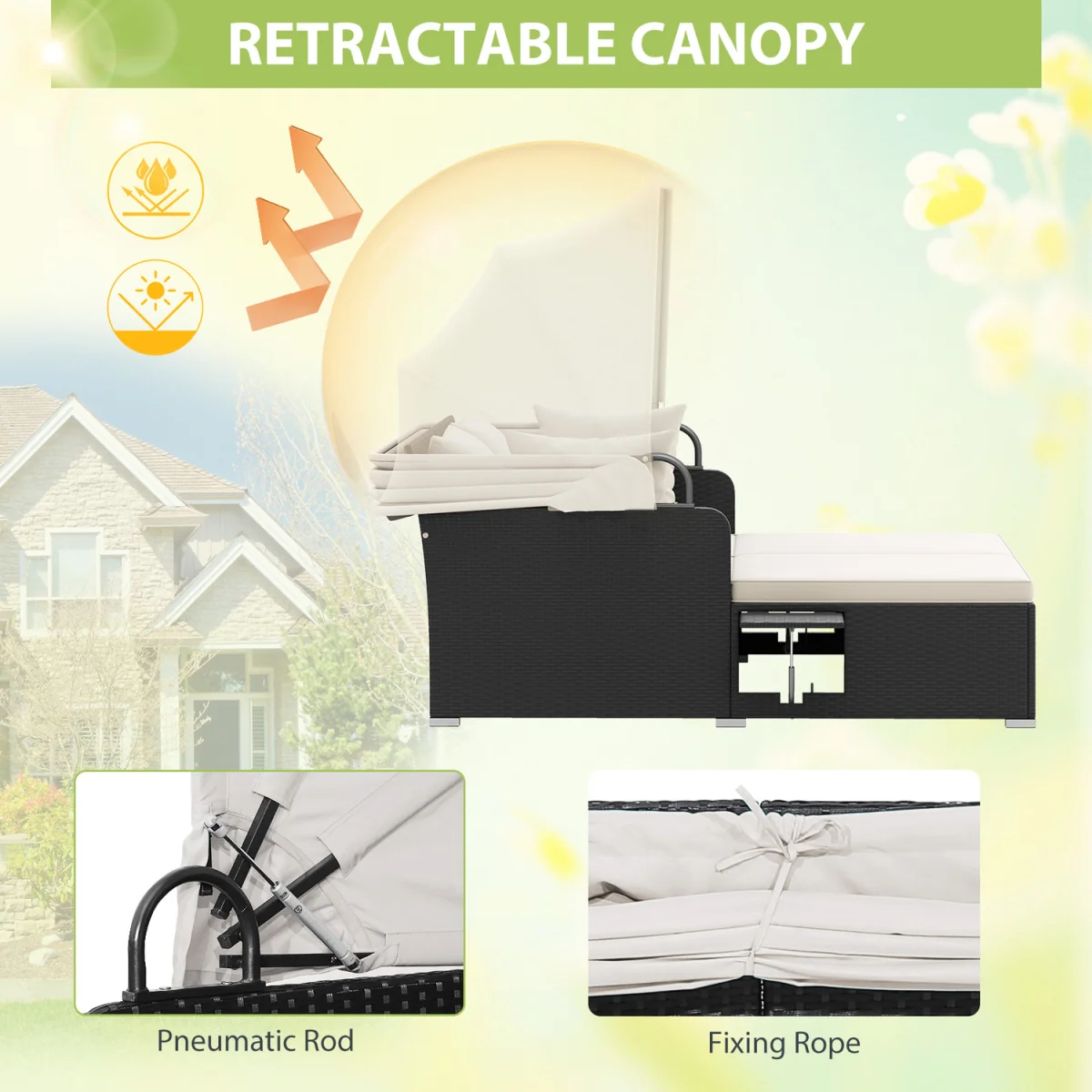 Outdoor Daybed with Retractable Canopy – image 6