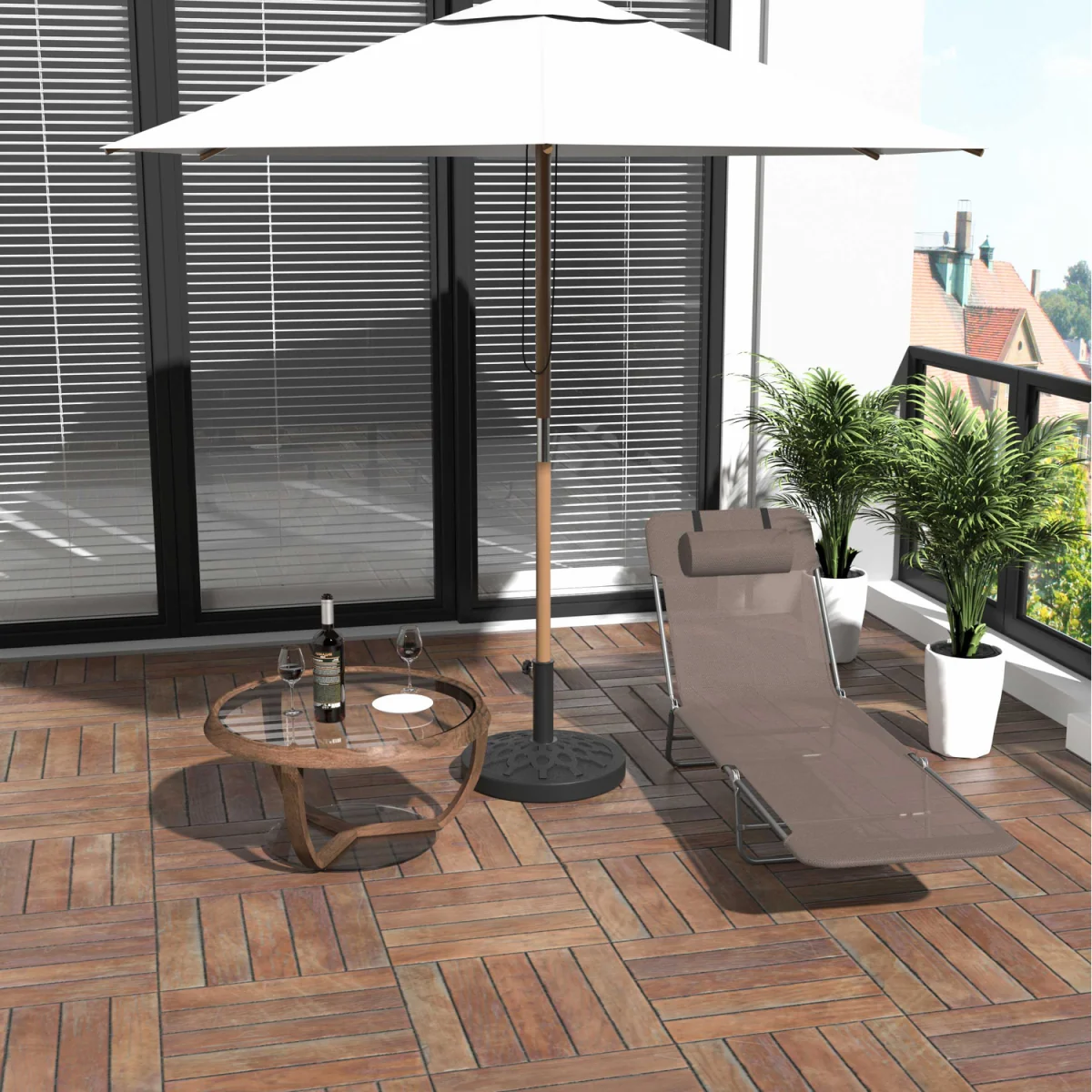 Adjustable Garden Sun Lounger Recliner Chair - Brown – image 3