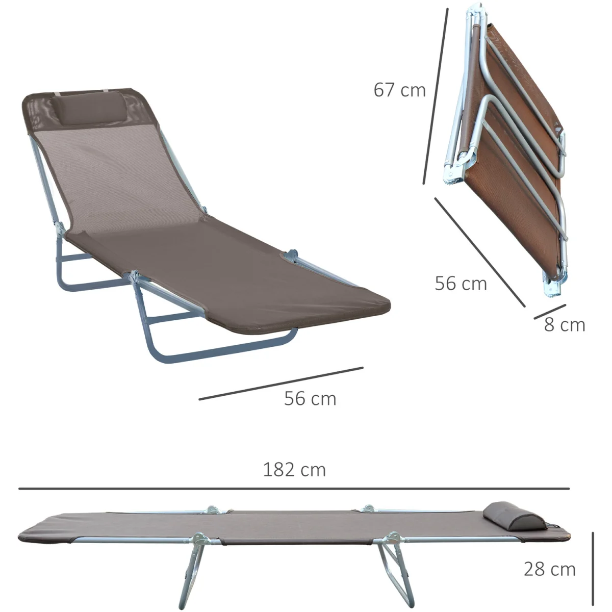 Adjustable Garden Sun Lounger Recliner Chair - Brown – image 5