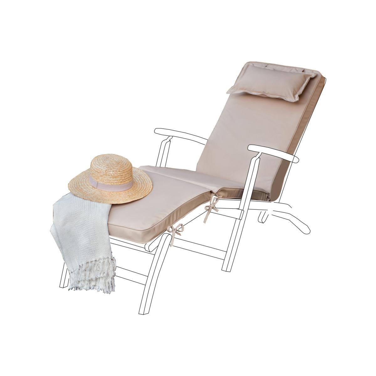Garden Water Resistant Replacement Sun Lounger Cushions - Stone