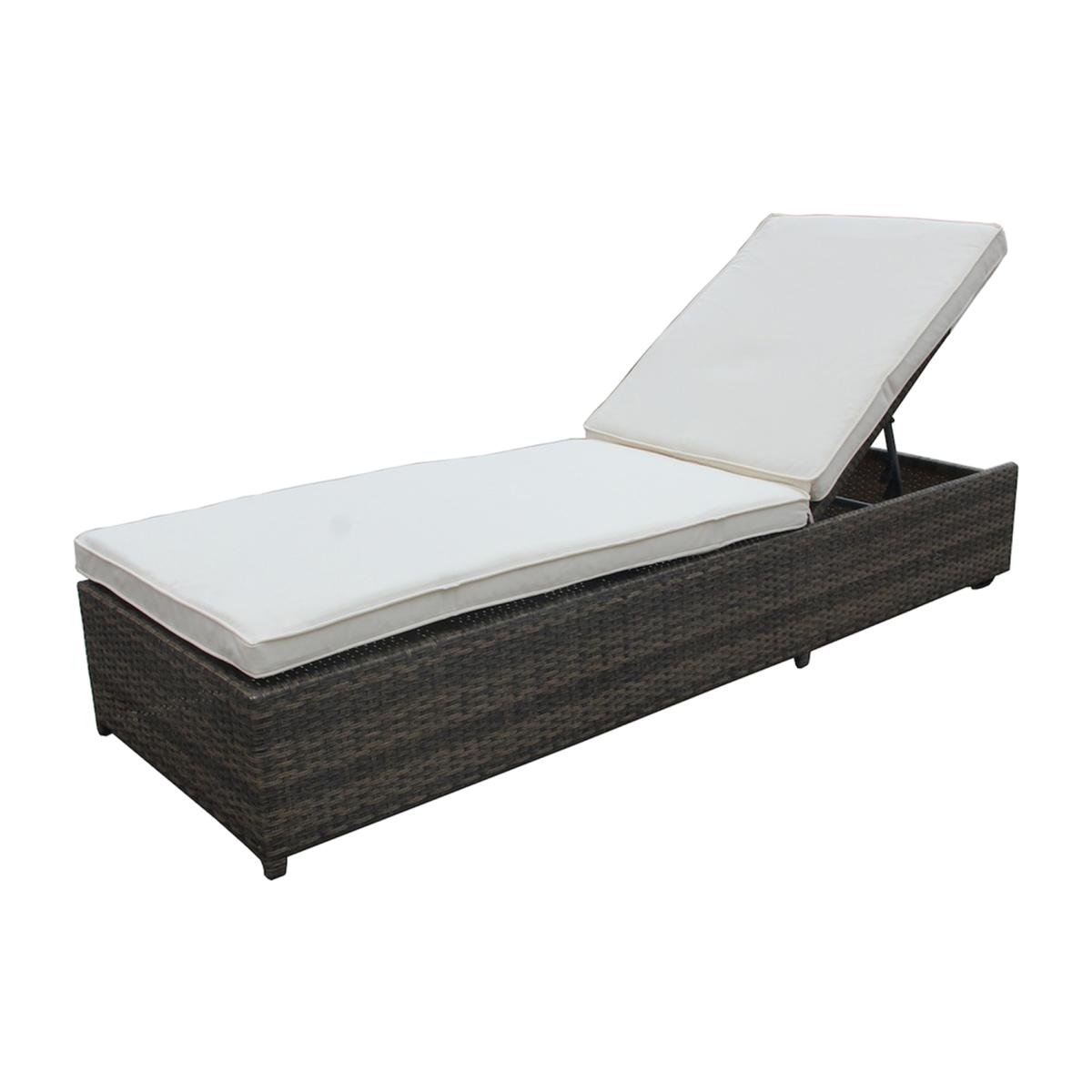 Garden Waterproof Reclining Rattan Sun Lounger Natural - Natural