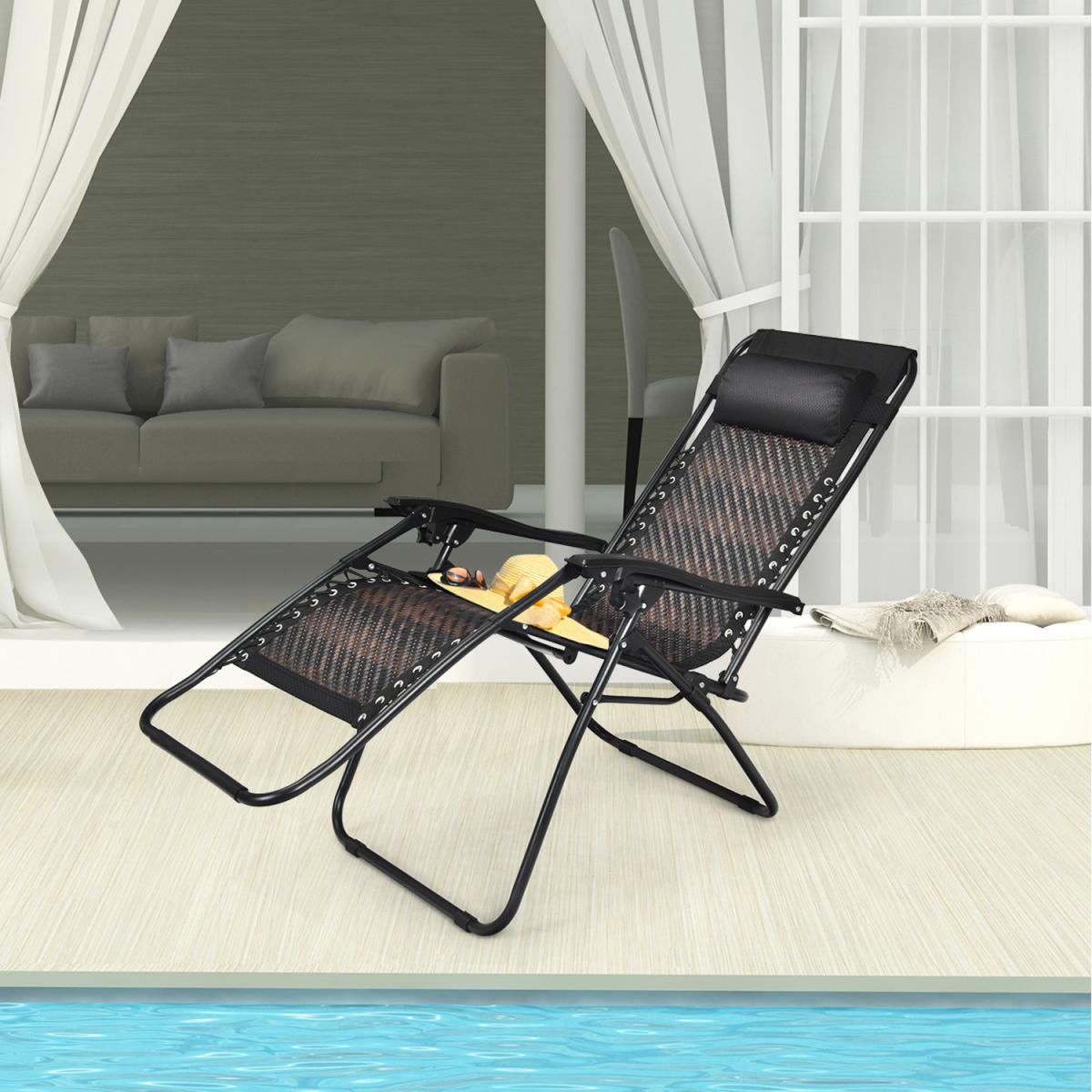 Costway Outdoor Folding Lounge Chair - Black – image 3