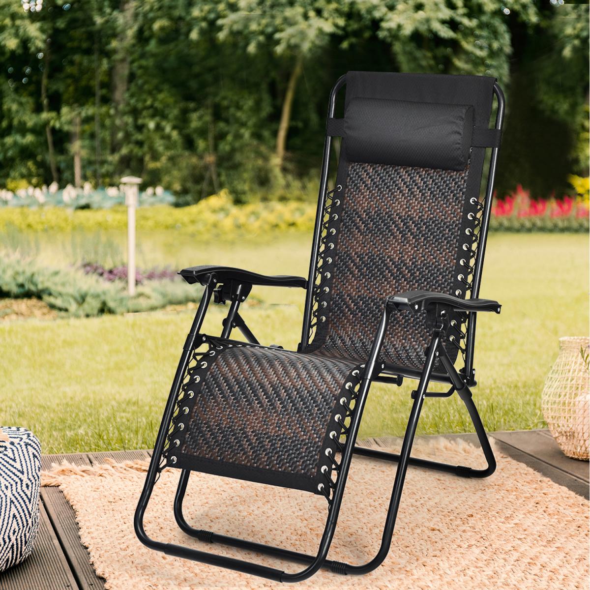 Costway Outdoor Folding Lounge Chair - Black – image 4