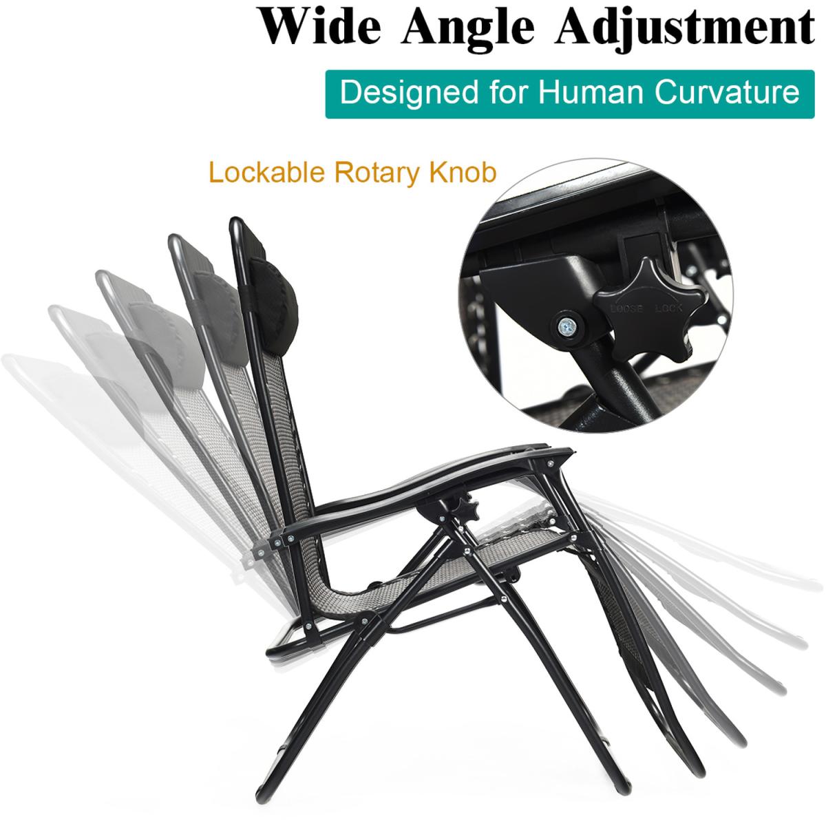 Costway Outdoor Folding Lounge Chair - Black – image 6