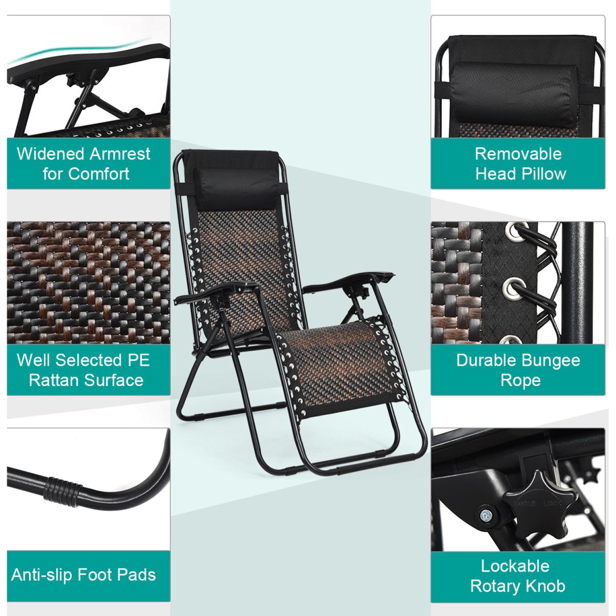 Costway Outdoor Folding Lounge Chair - Black – image 7