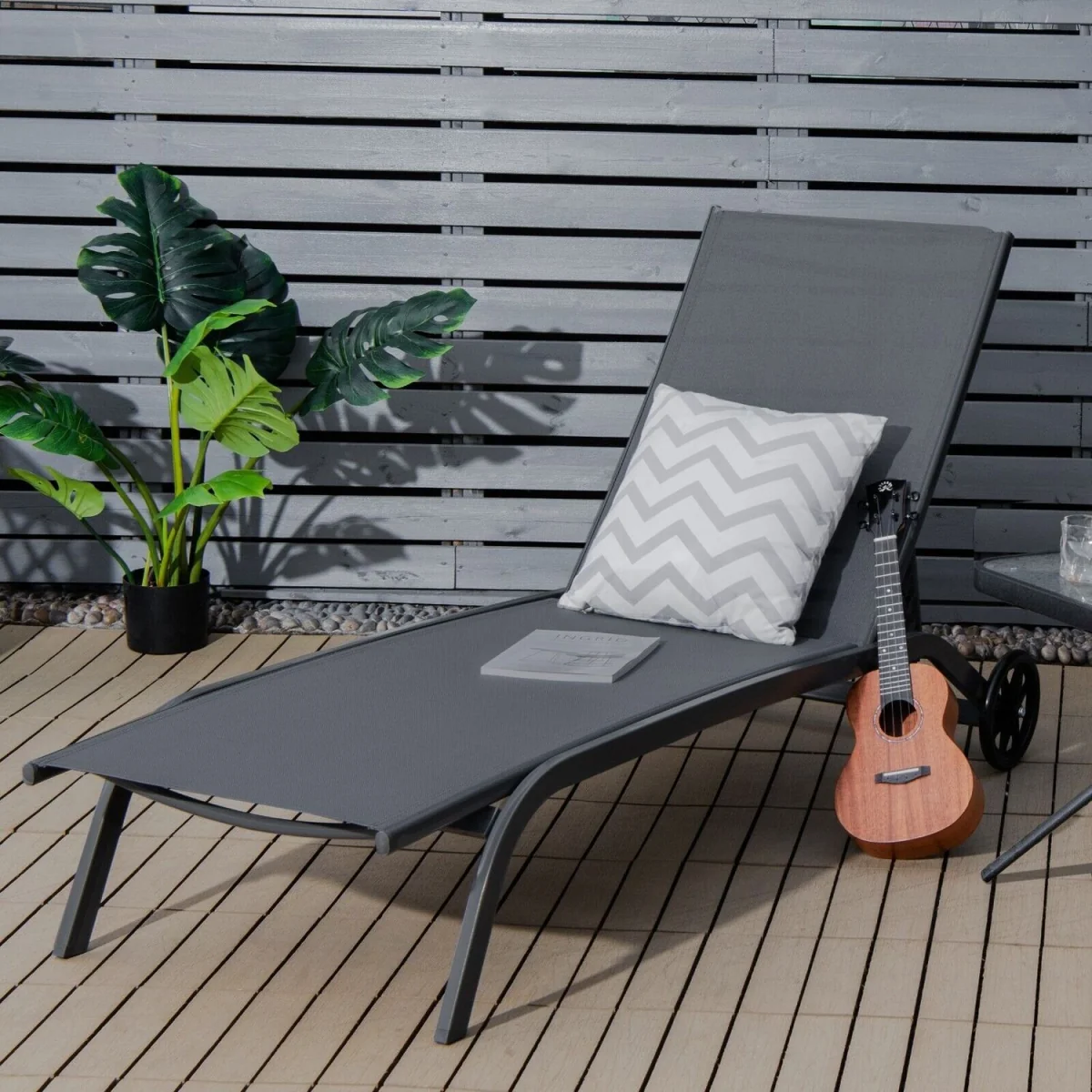 6-Position Garden Sun Chaise Lounger - Gray – image 4