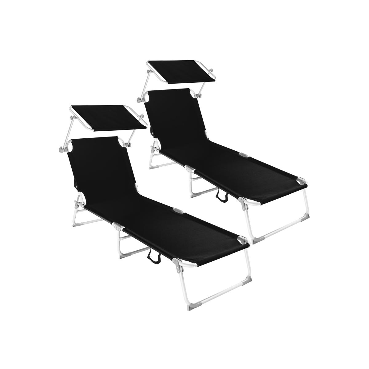 2 sun loungers aluminium Victoria 4 settings - Black – image 1