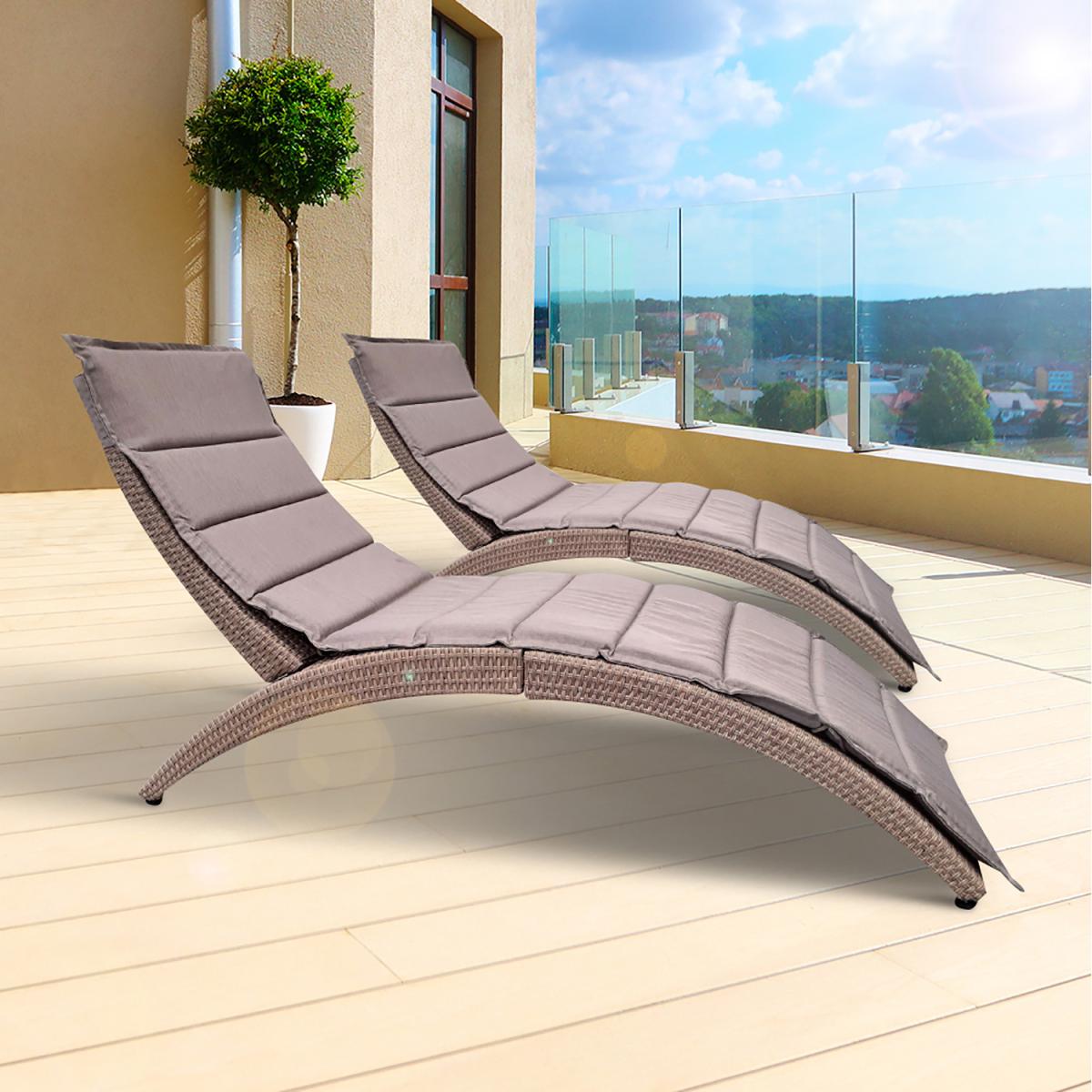 Albany Foldable Rattan Sunlounger Oatmeal - Oatmeal – image 3