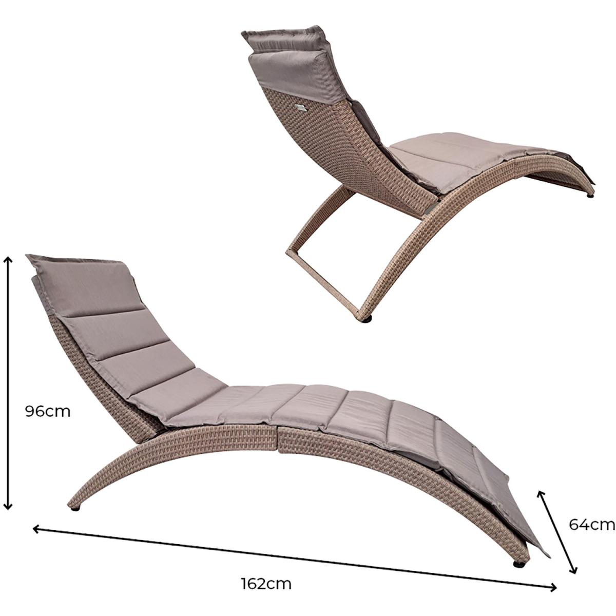 Albany Foldable Rattan Sunlounger Oatmeal - Oatmeal – image 4