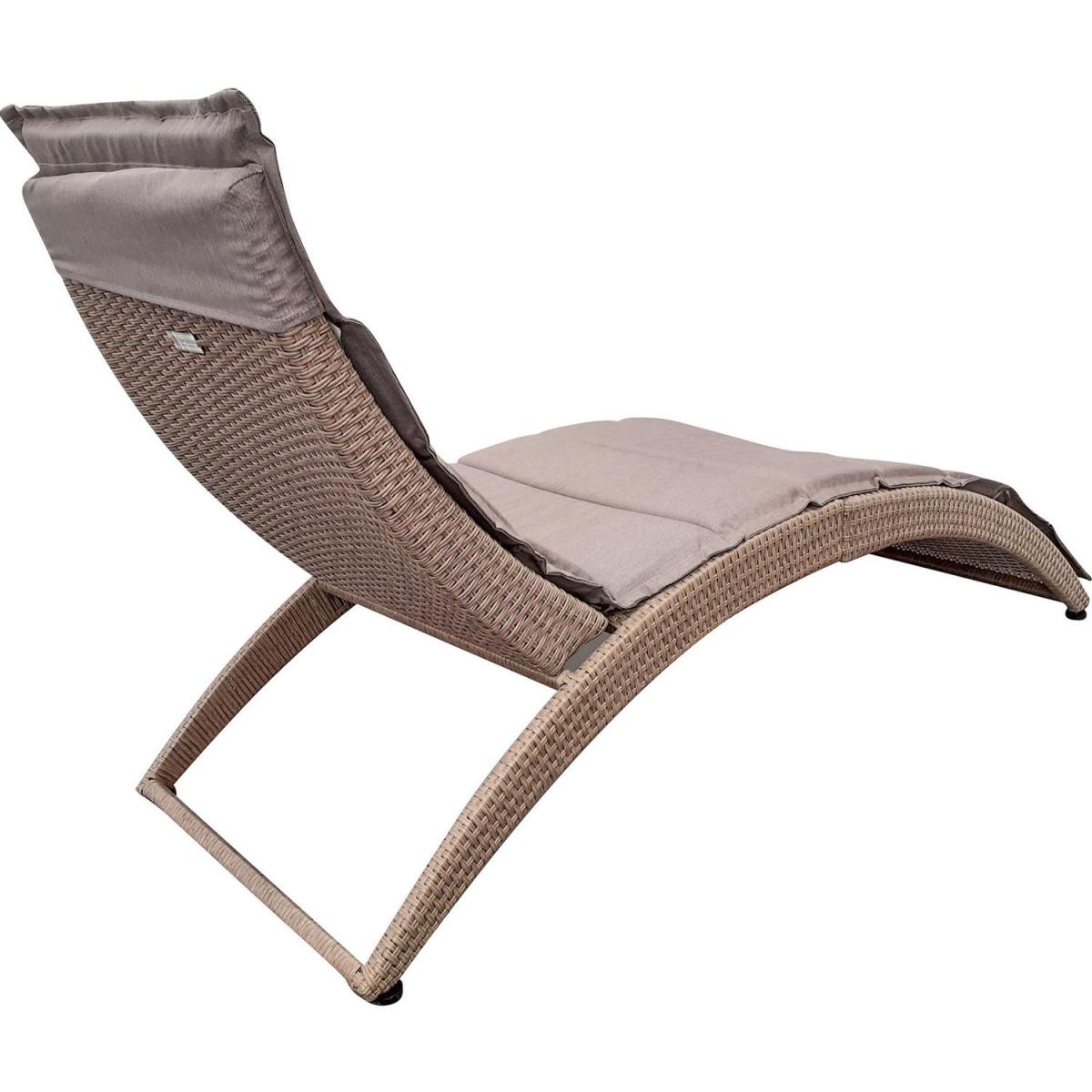 Albany Foldable Rattan Sunlounger Oatmeal - Oatmeal – image 5