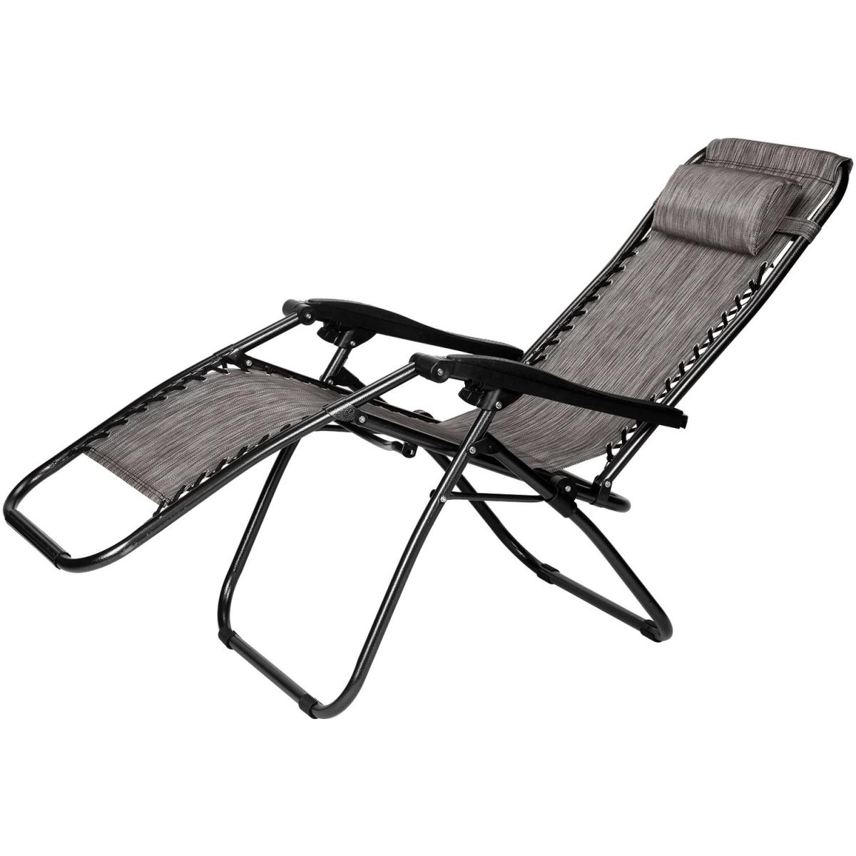SunLounger Recliners Folding Sunbed Chaise Lounge Chair - Grey – image 4