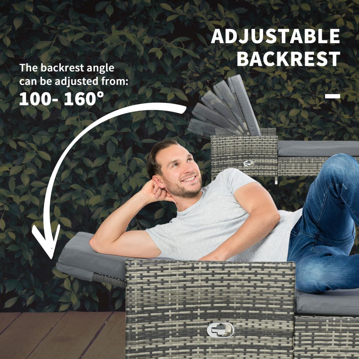 3-Pieces Patio Chaise Lounge Chair Set - Grey – image 3