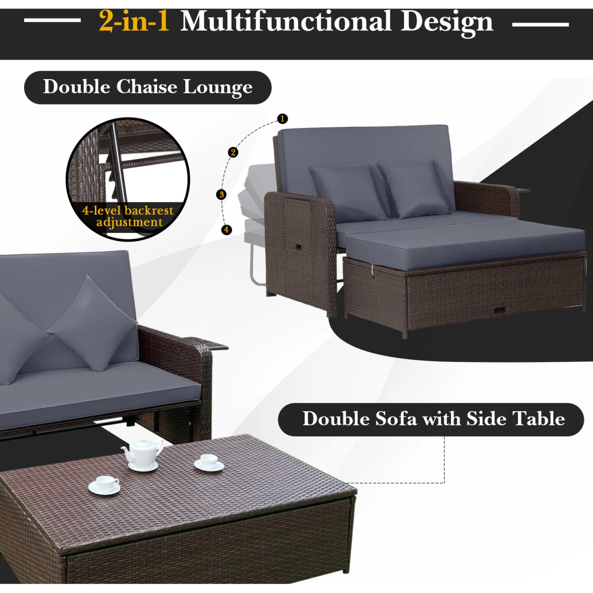 Garden Rattan Daybed Set – image 11