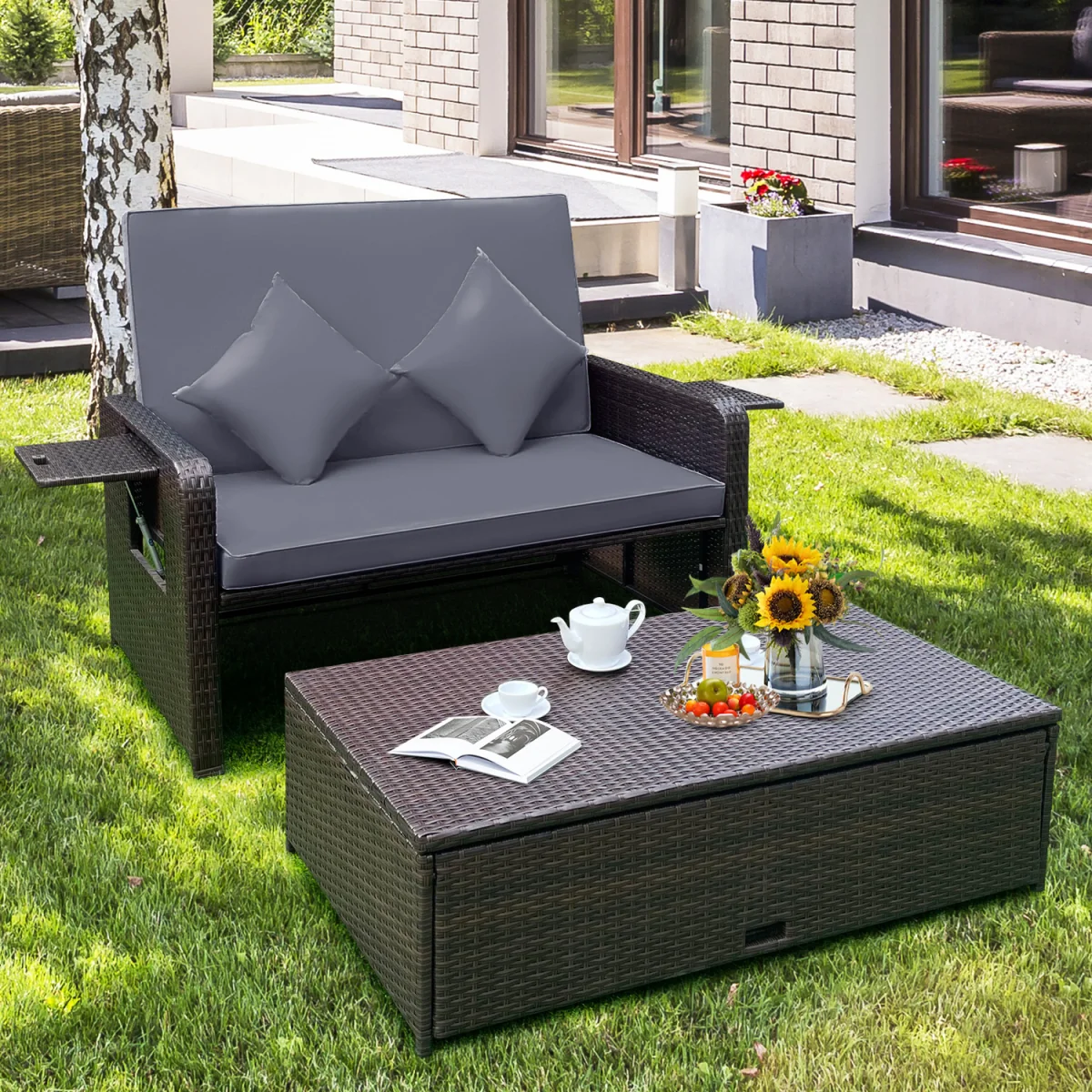 Garden Rattan Daybed Set – image 4