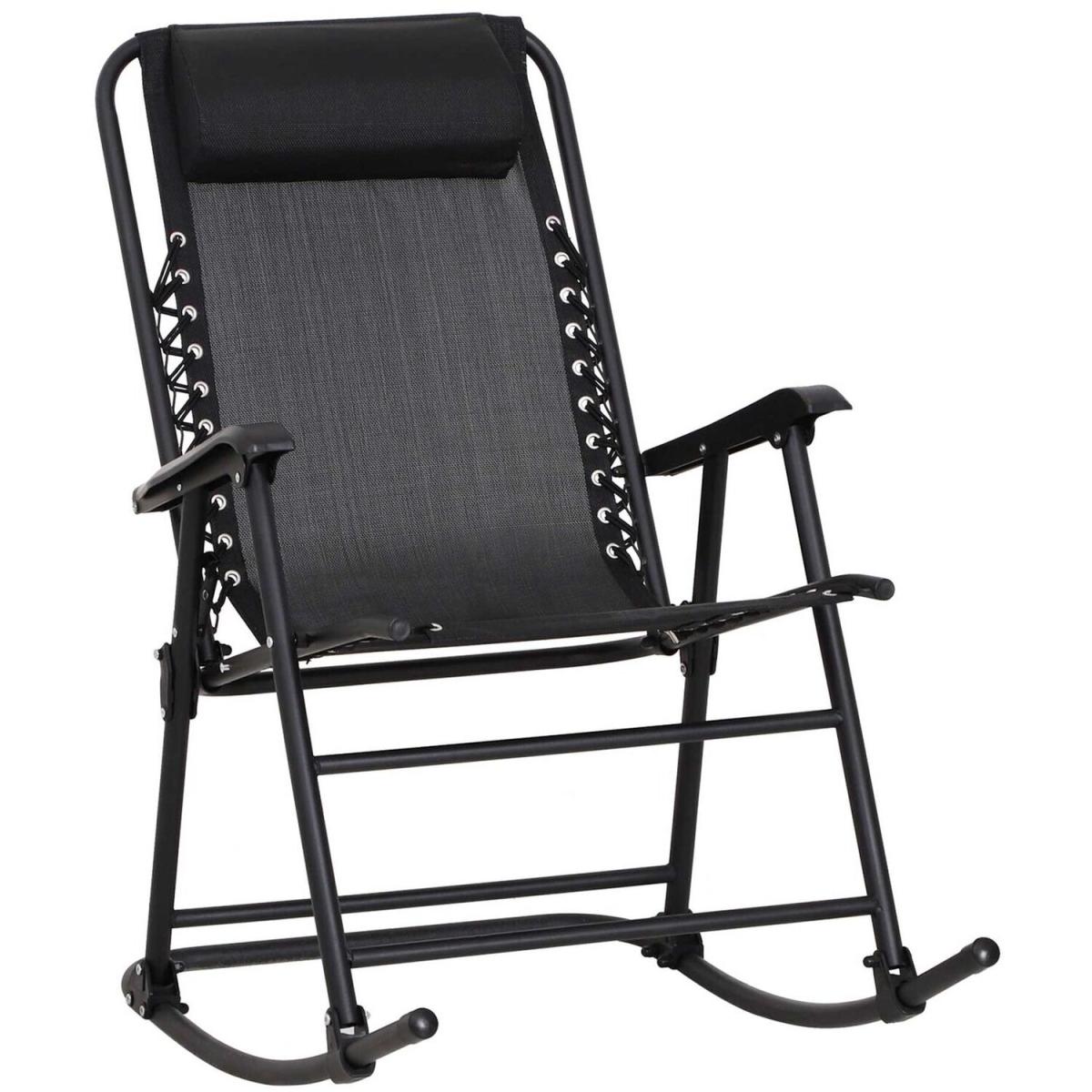 Summer Outdoor Rocking Folding Camping Chair - Black – image 2