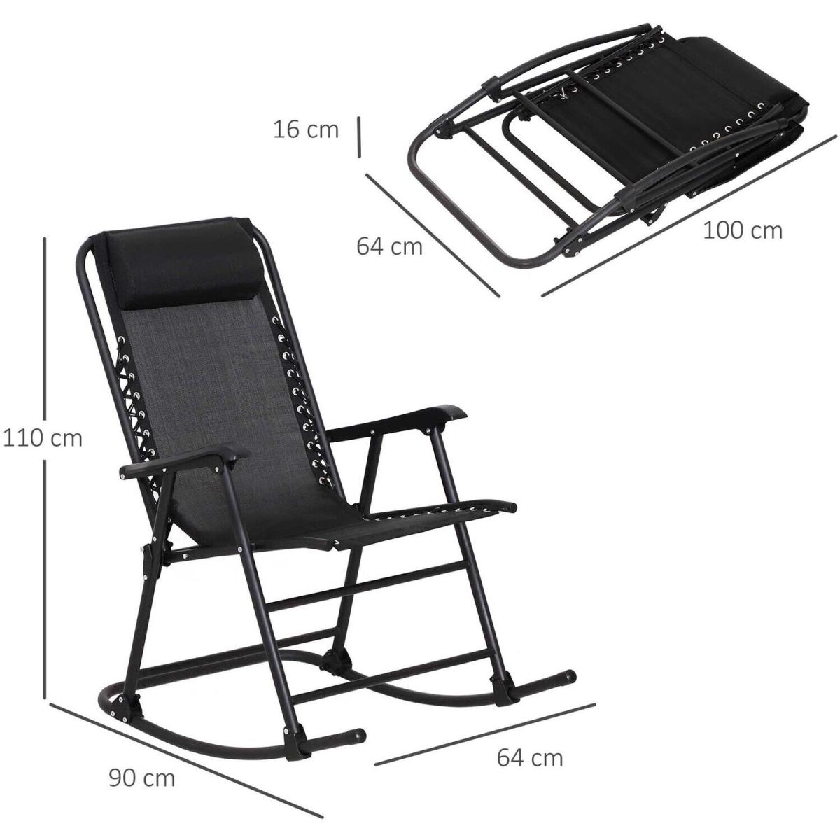 Summer Outdoor Rocking Folding Camping Chair - Black – image 4
