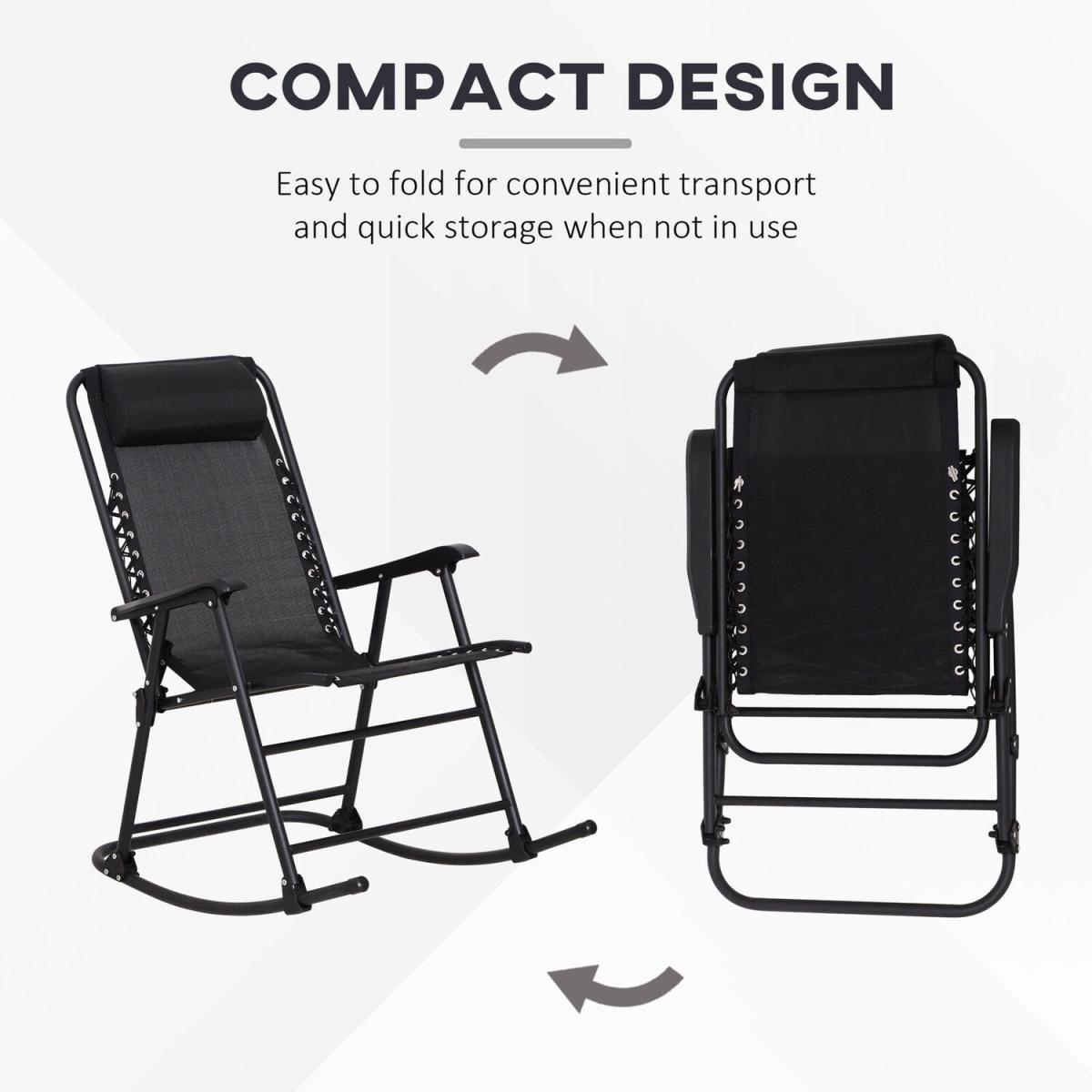Summer Outdoor Rocking Folding Camping Chair - Black – image 5