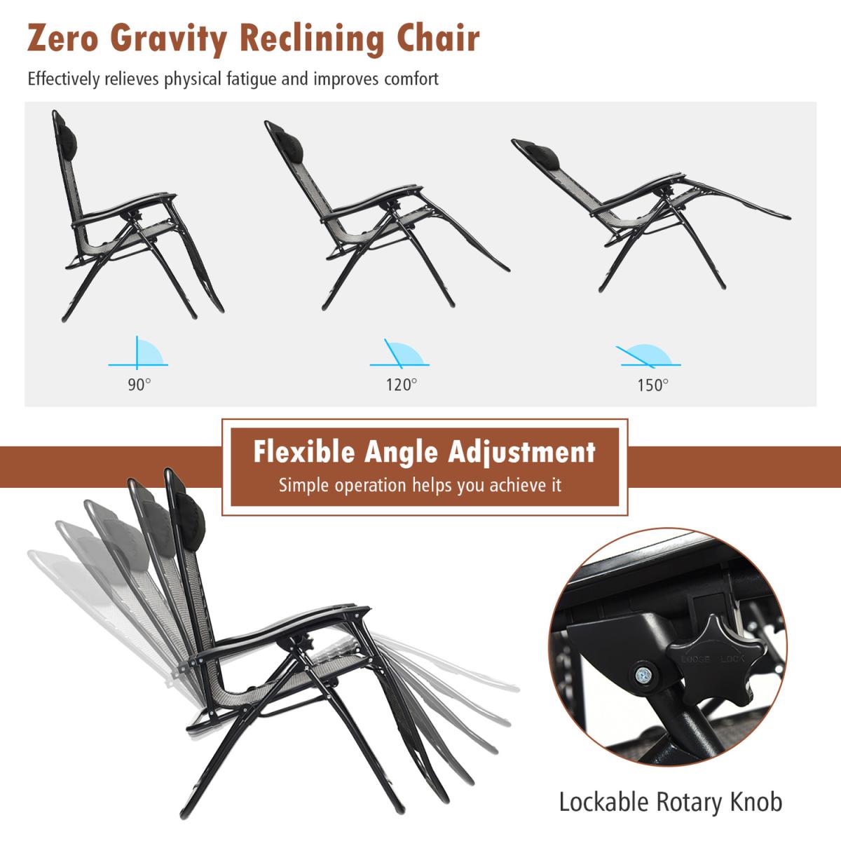 Costway Rattan Zero Gravity Lounge Chair - Coffee – image 3