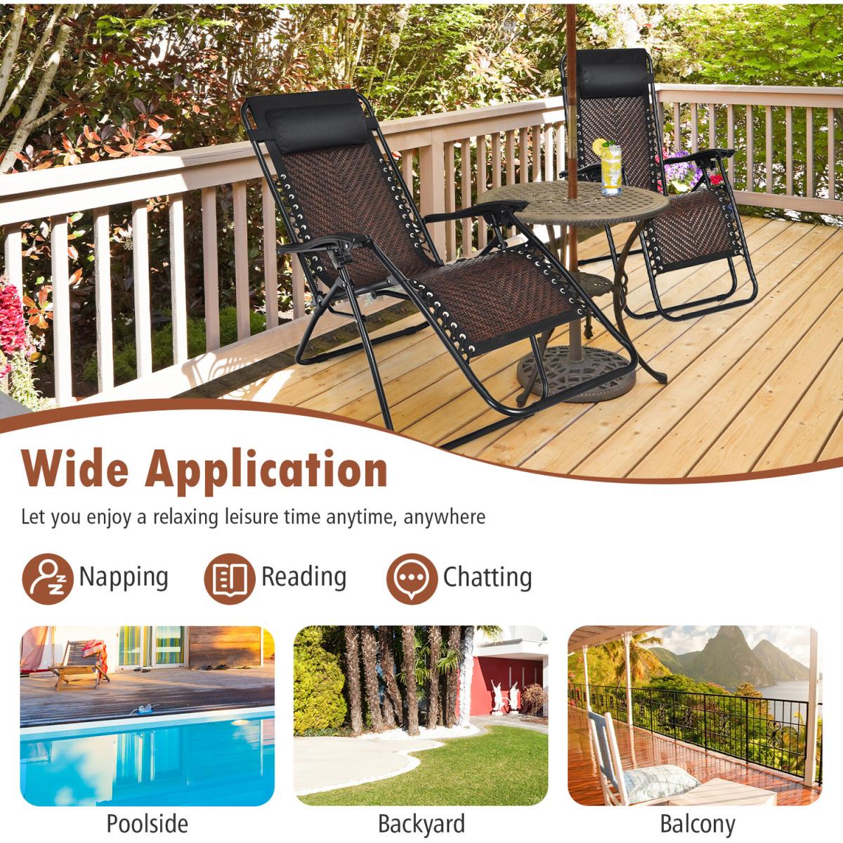 Costway Rattan Zero Gravity Lounge Chair - Coffee – image 6