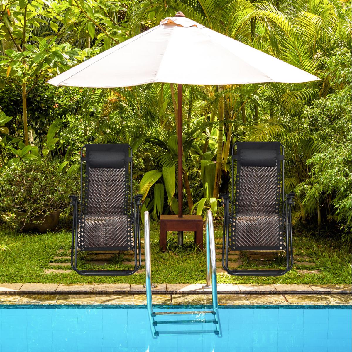 Costway Rattan Zero Gravity Lounge Chair - Coffee – image 9