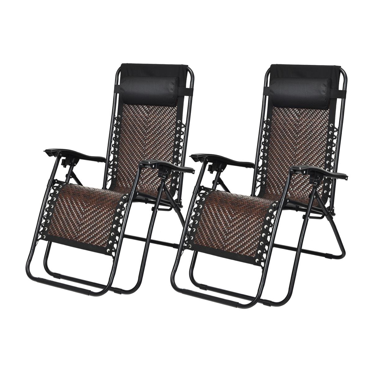 Costway Rattan Zero Gravity Lounge Chair - Coffee – image 1