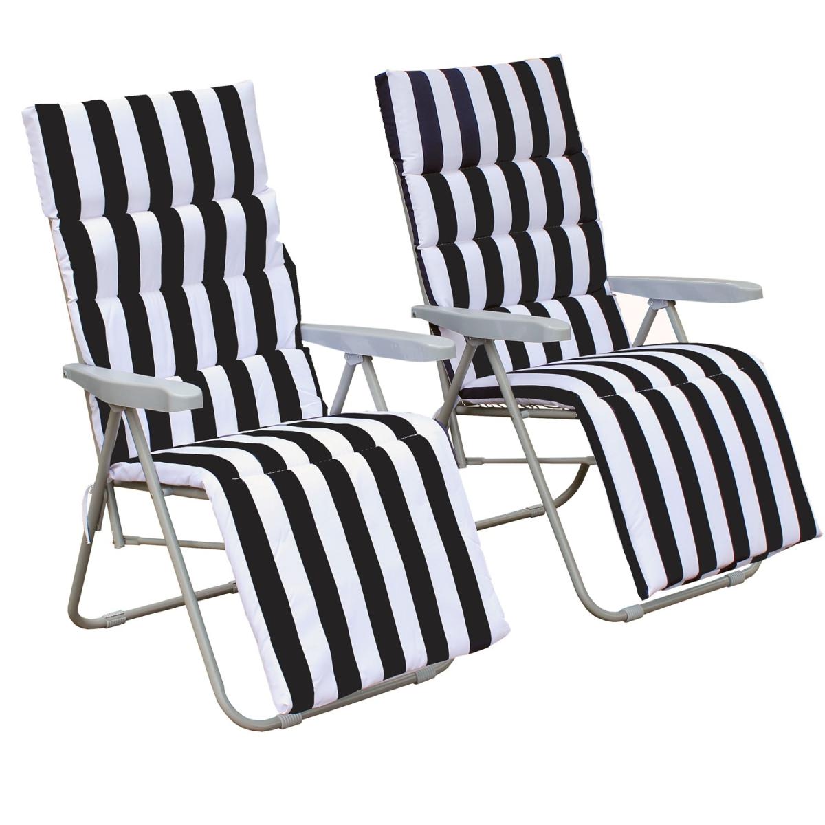 BIRCHTREE Pair of Garden Lounger Recliner Chairs - Black – image 5