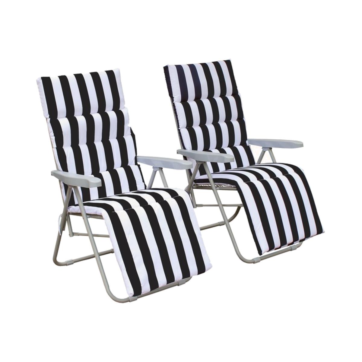 BIRCHTREE Pair of Garden Lounger Recliner Chairs - Black – image 1