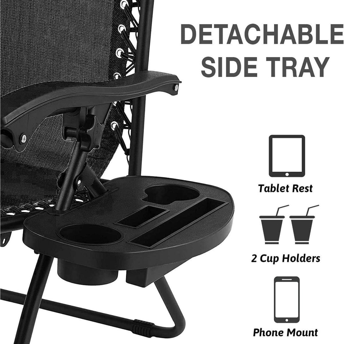 Set of 2 Reclining Gravity Chair Folding Recliner Sunloungers - Black – image 13