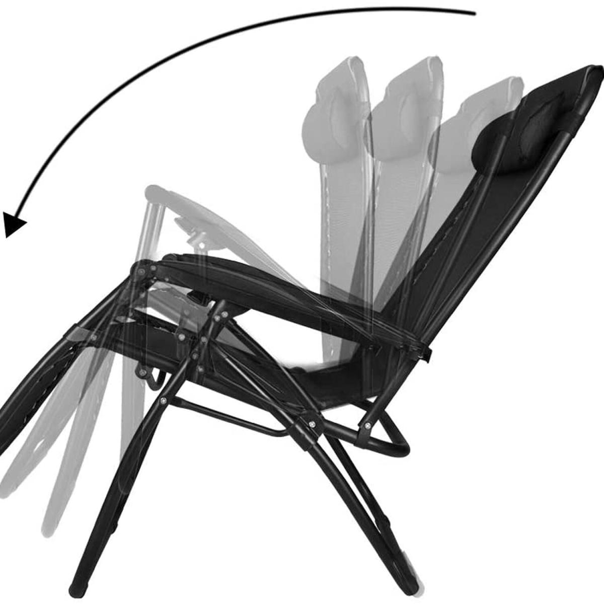 Set of 2 Reclining Gravity Chair Folding Recliner Sunloungers - Black – image 4