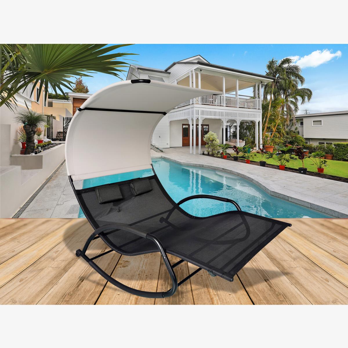 Carmen Double Chaise Rocker - Black