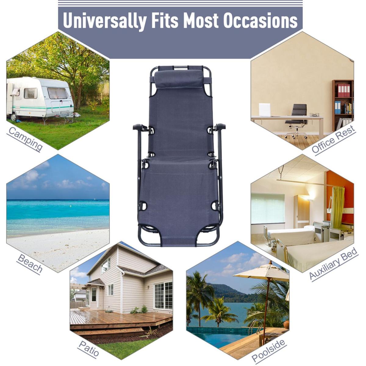 Folding Sun Lounger Chair - Grey – image 2