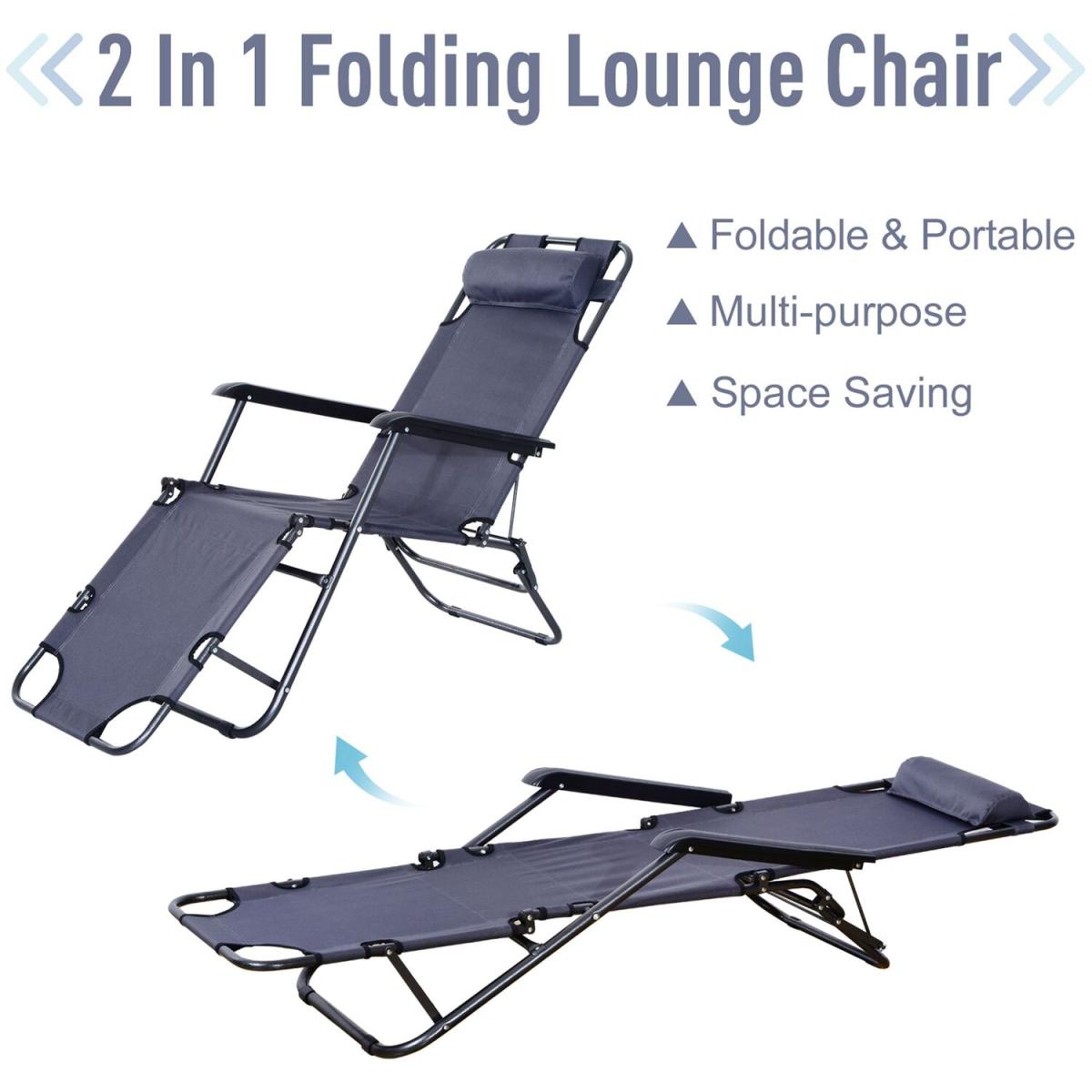 Folding Sun Lounger Chair - Grey – image 3