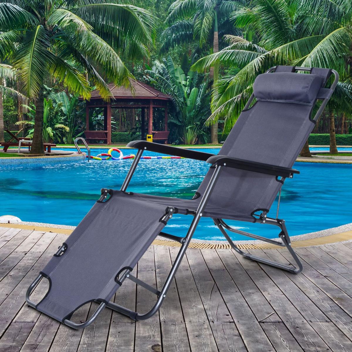 Folding Sun Lounger Chair - Grey – image 1
