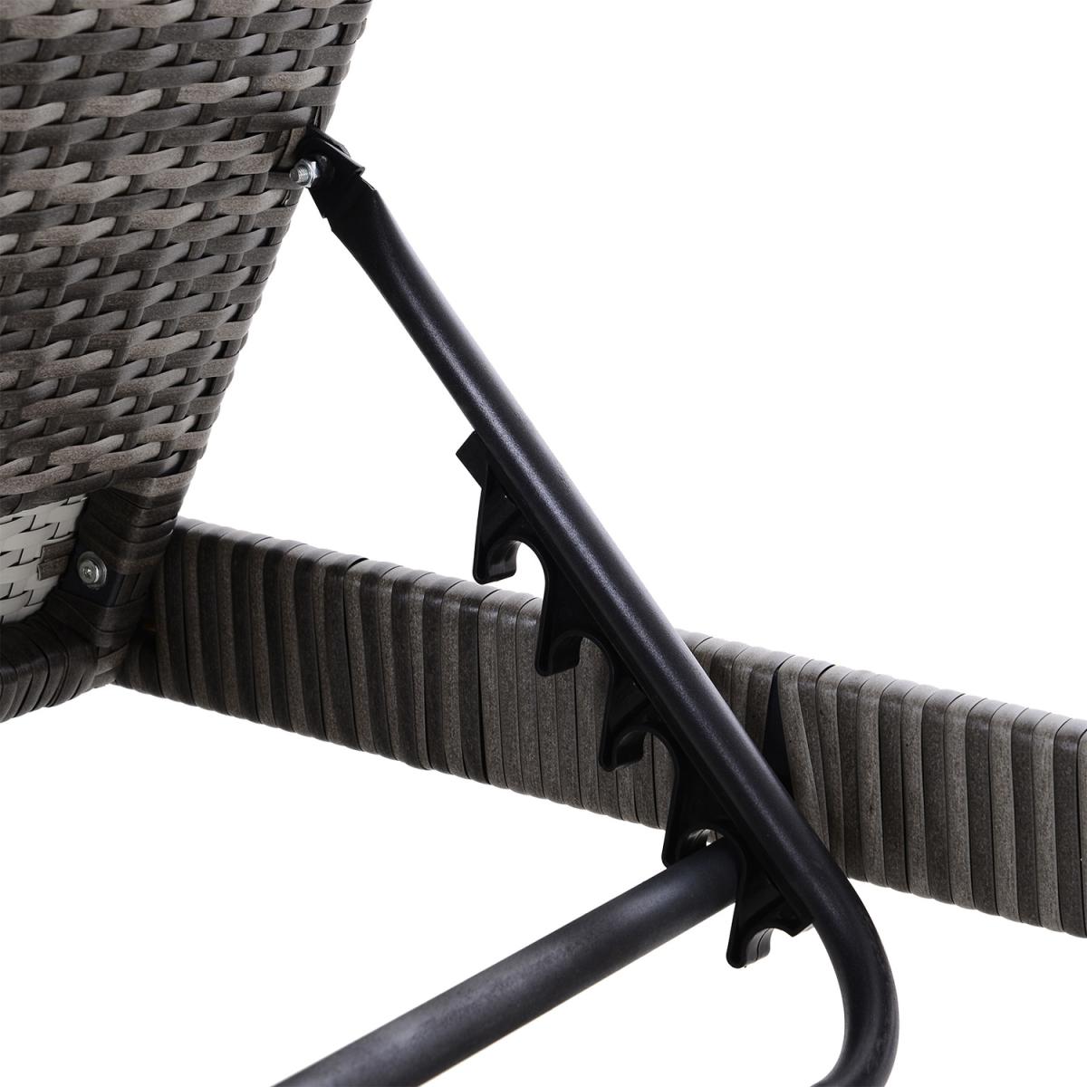 3 Piece Rattan Lounger Table Set - Black and Cream White – image 8