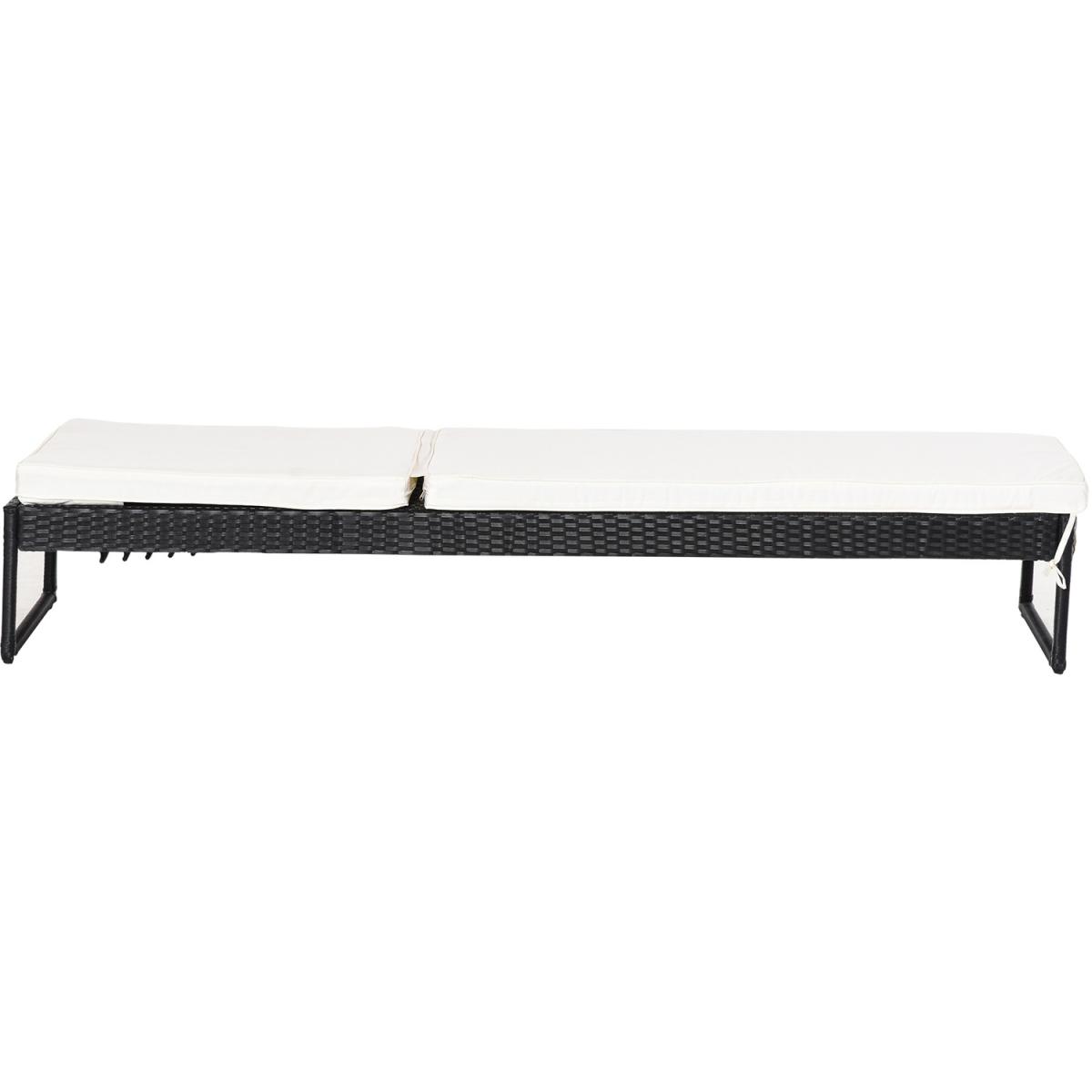 3 Piece Rattan Lounger Table Set - Black and Cream White – image 10