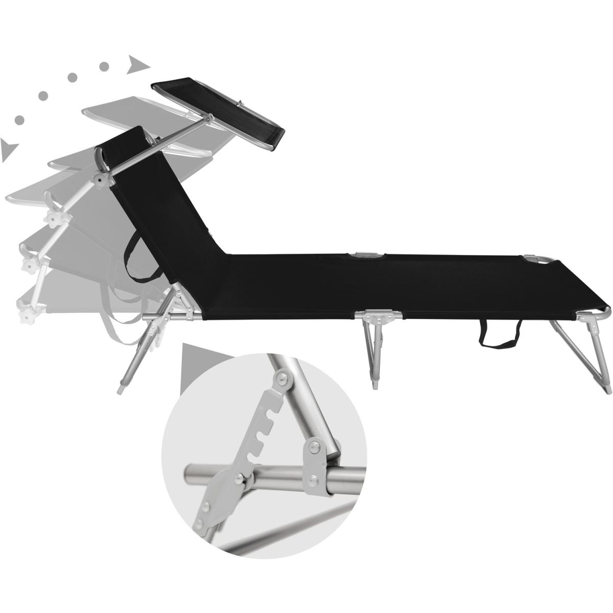 Sun lounger with sun shade - Black – image 2