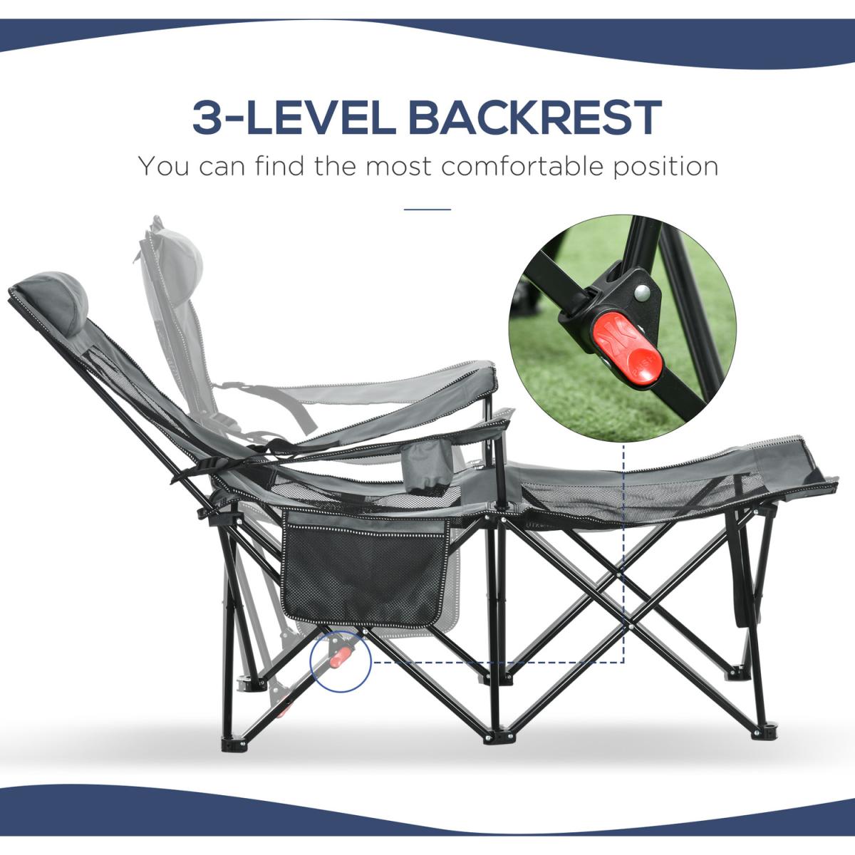 Outdoor Lounge Chair with Adjustable Backrest - Grey – image 3
