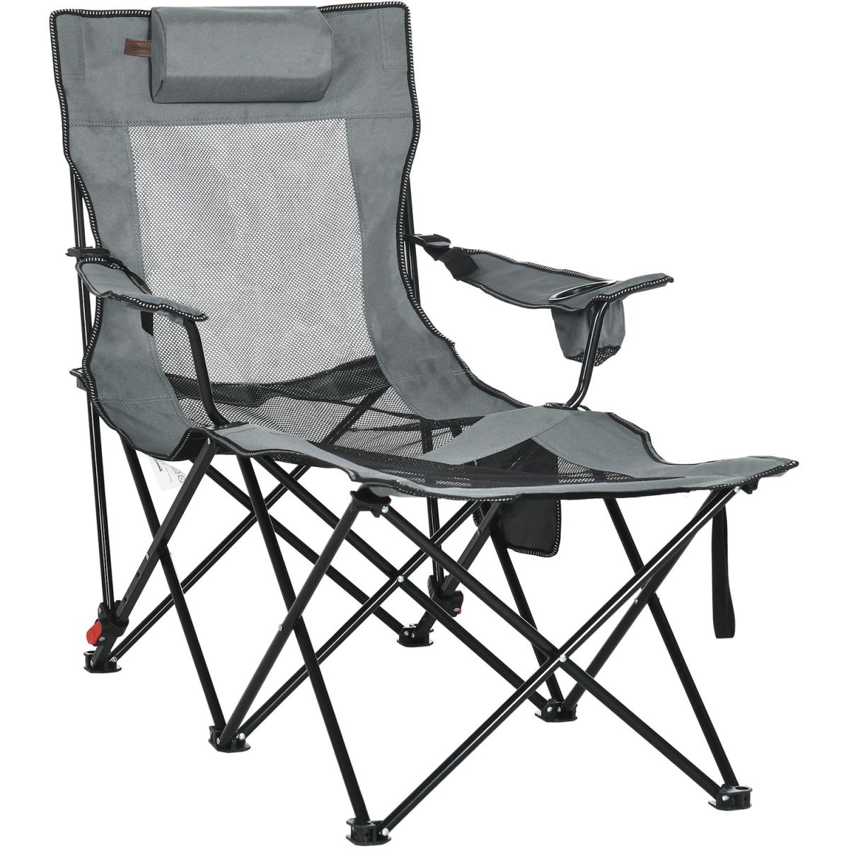 Outdoor Lounge Chair with Adjustable Backrest - Grey – image 6