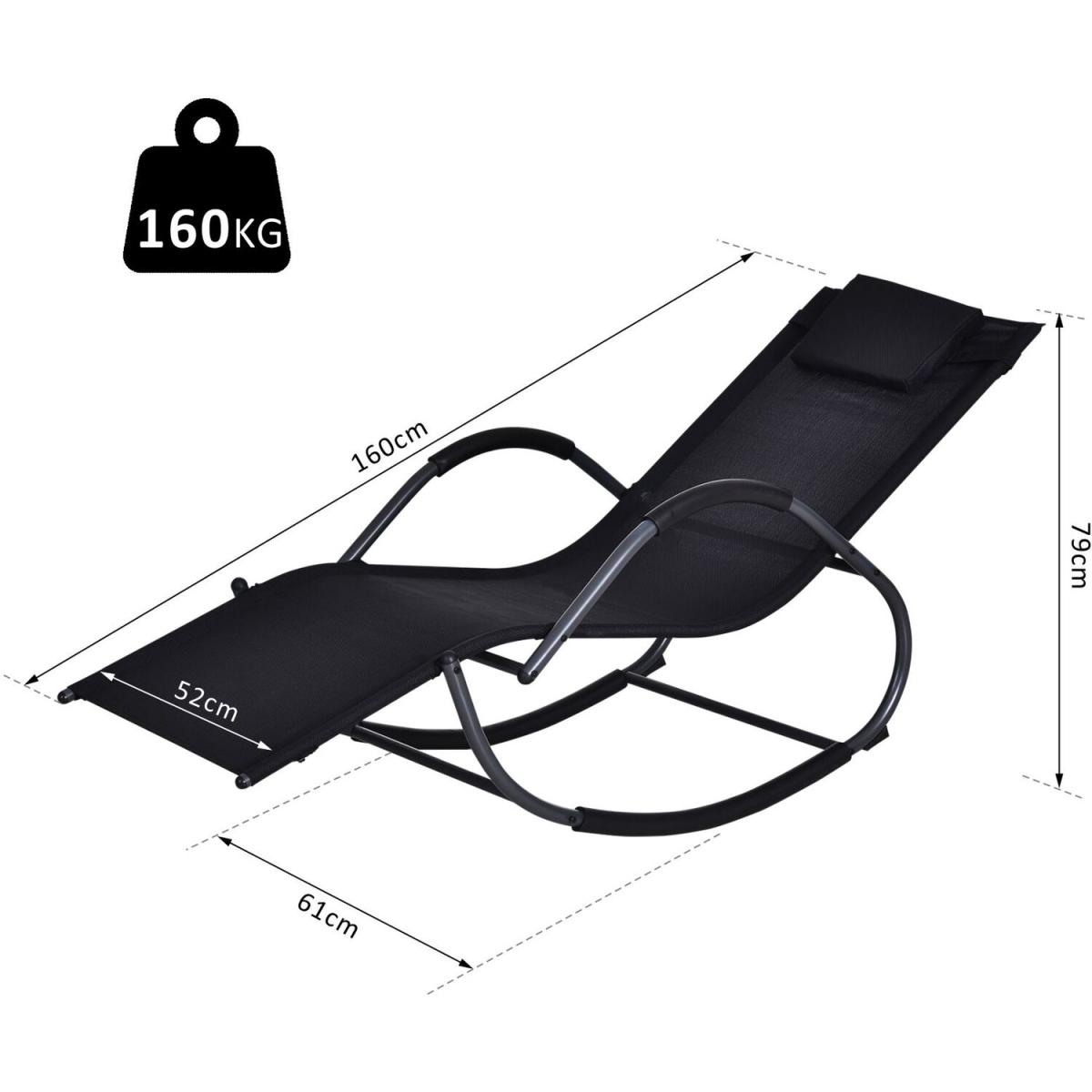 Patio Textilene Rocking Lounge Chair - Black – image 2