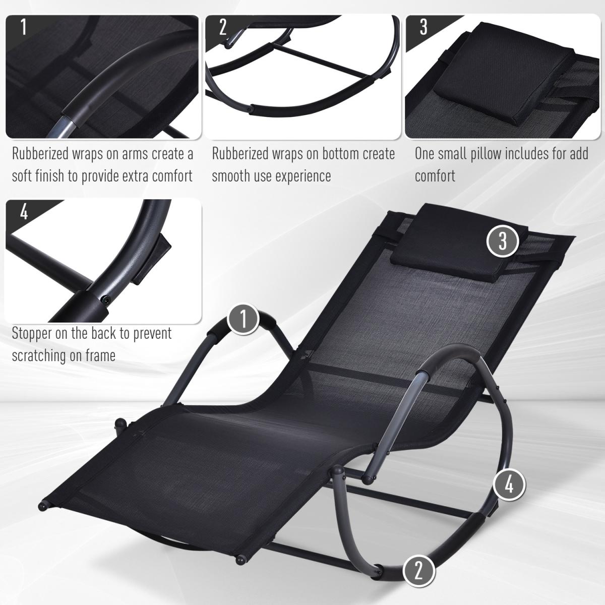 Patio Textilene Rocking Lounge Chair - Black – image 3