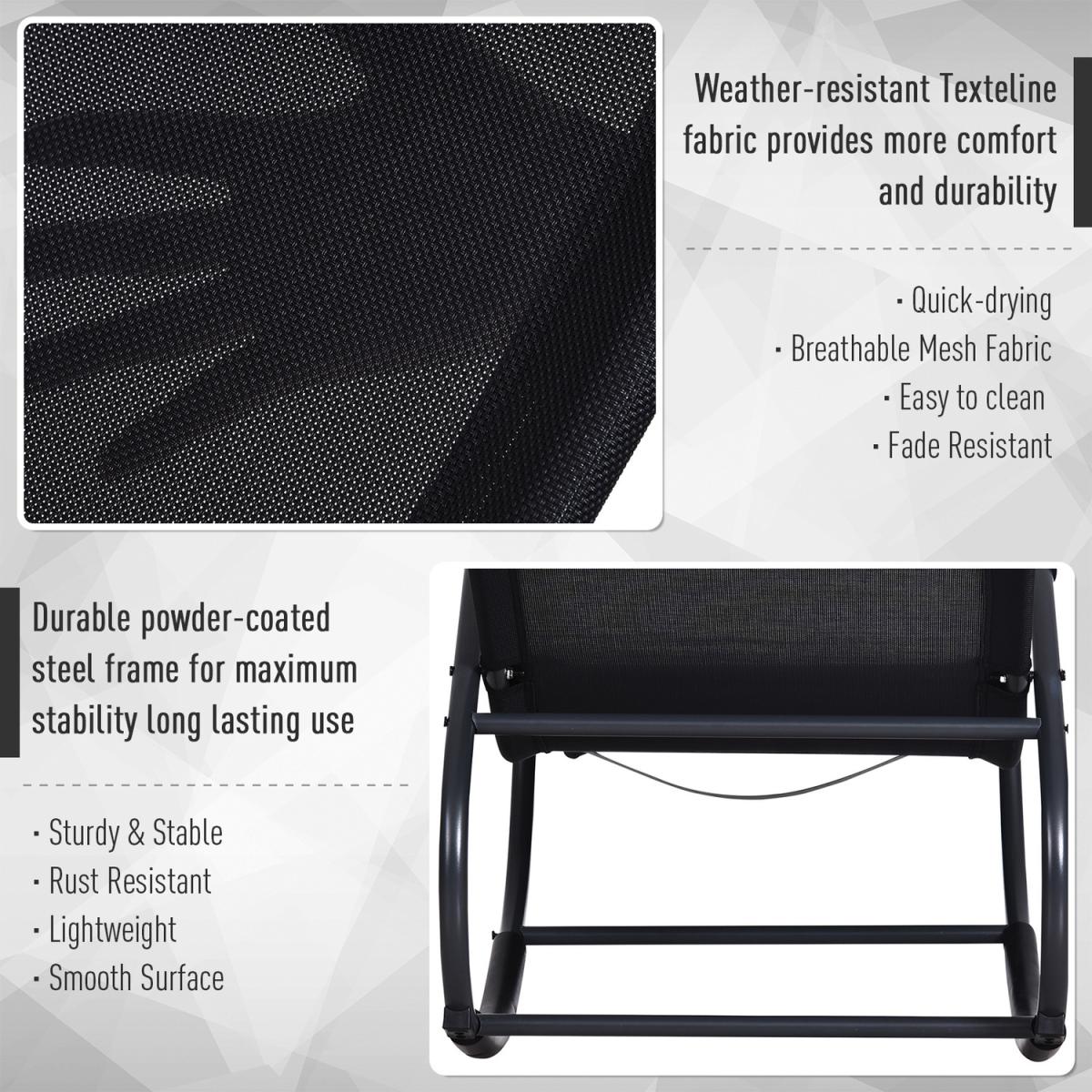Patio Textilene Rocking Lounge Chair - Black – image 4