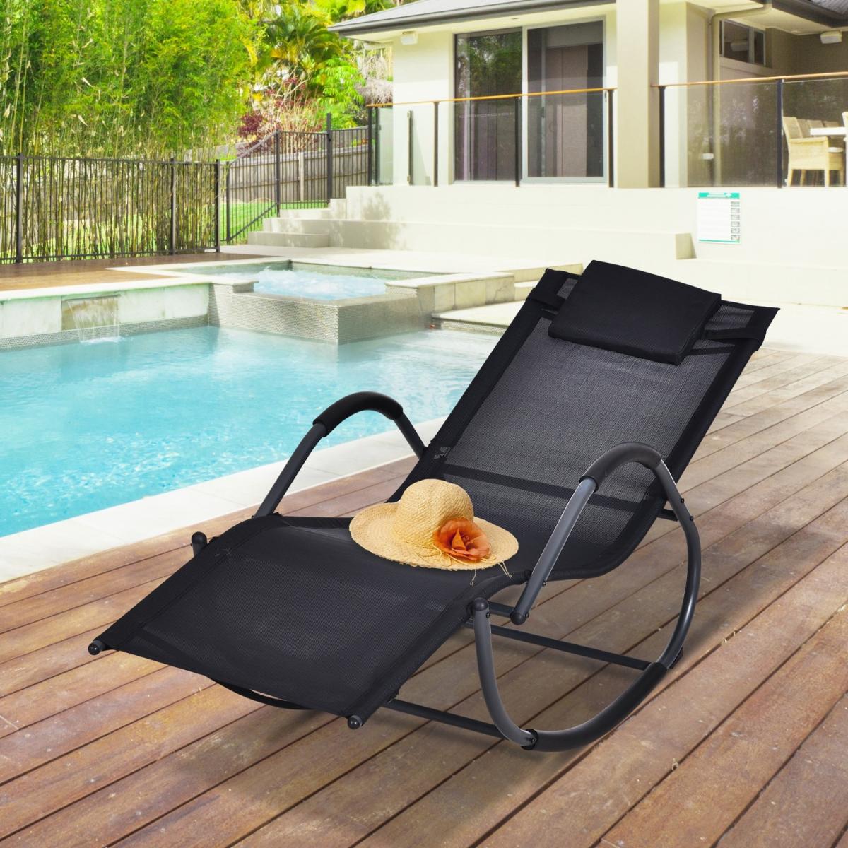 Patio Textilene Rocking Lounge Chair - Black – image 1