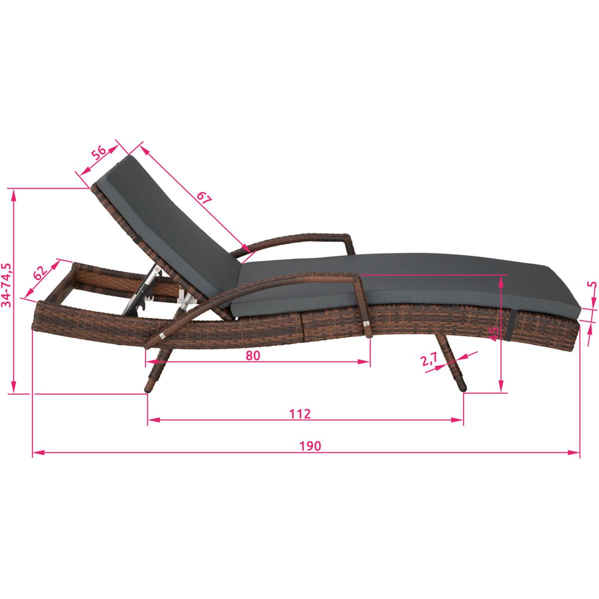 Sun Lounger Oceane Rattan - Mixed Brown – image 4