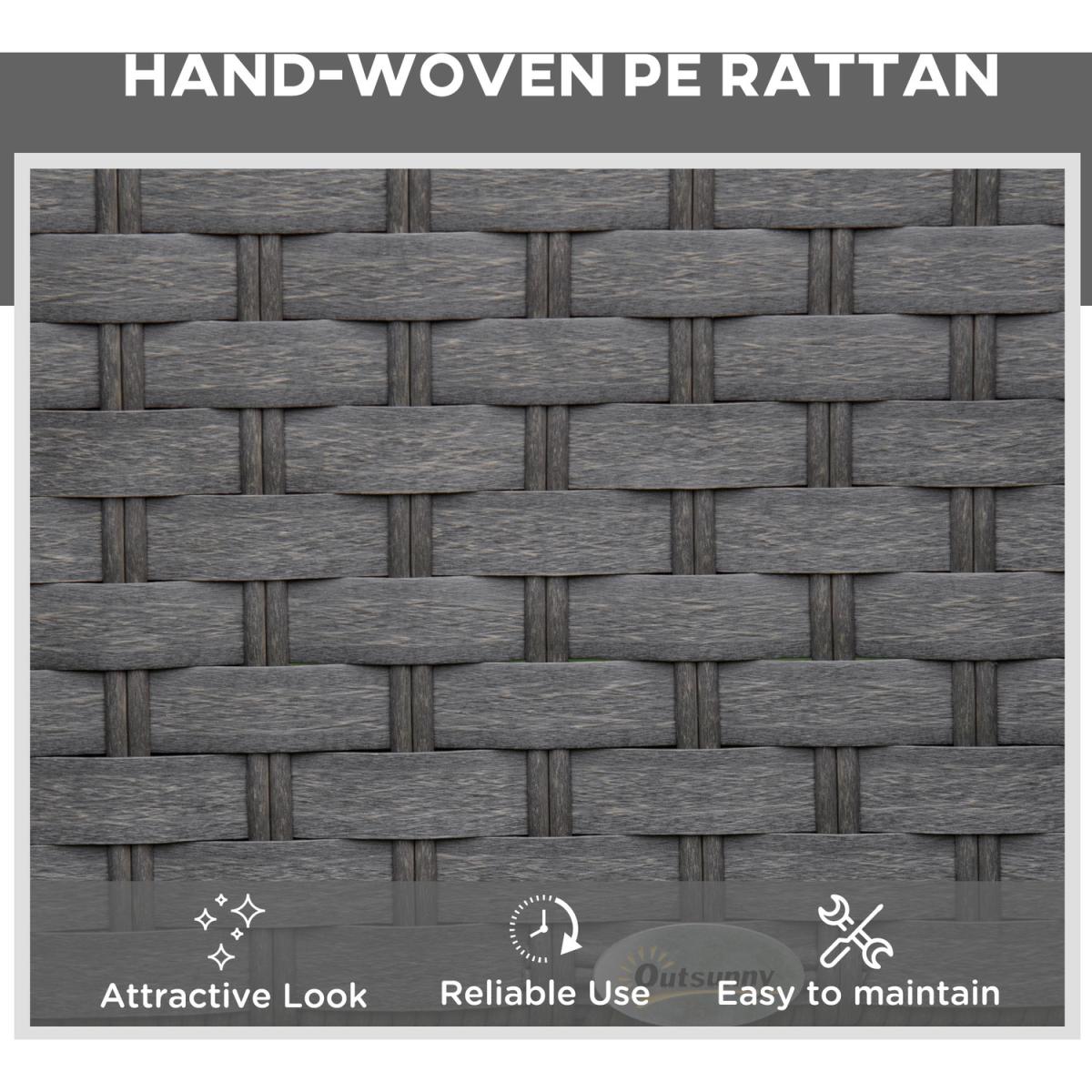 3 Piece Sun Lounger Rattan Furniture Set - Dark Grey – image 13