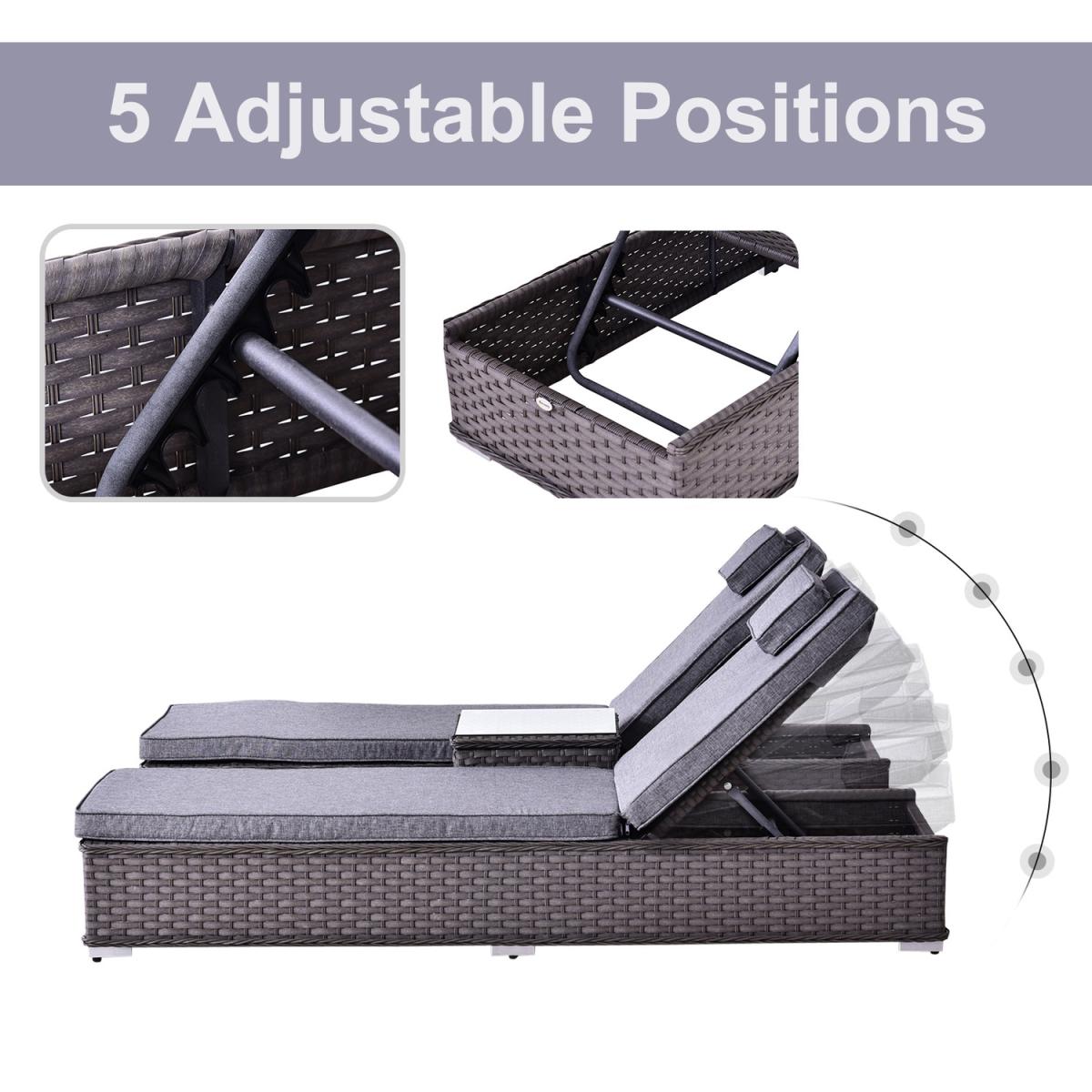 3 Piece Sun Lounger Rattan Furniture Set - Dark Grey – image 5