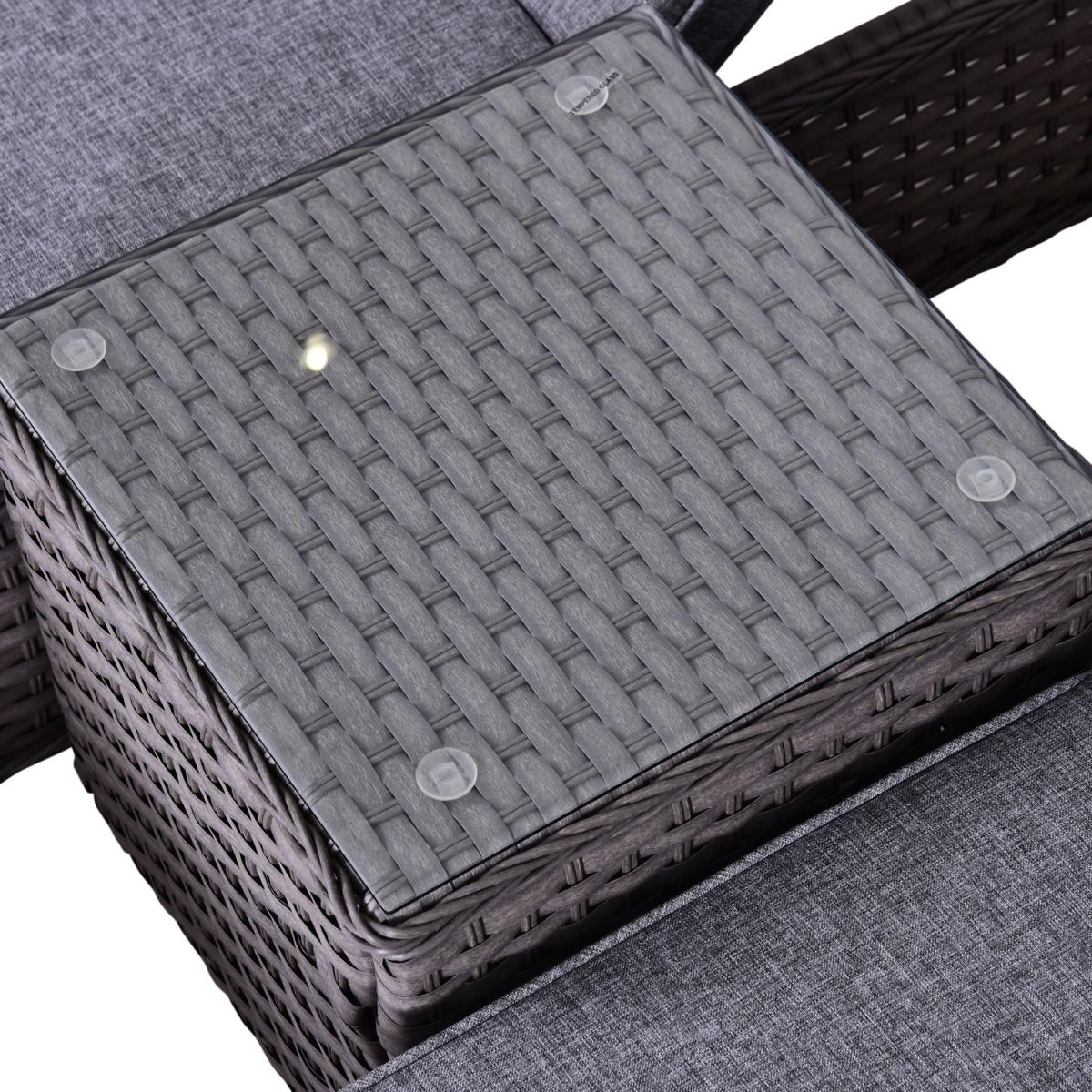 3 Piece Sun Lounger Rattan Furniture Set - Dark Grey – image 9