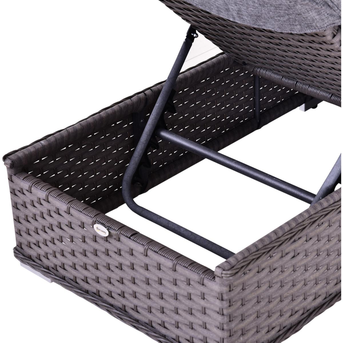 3 Piece Sun Lounger Rattan Furniture Set - Dark Grey – image 10
