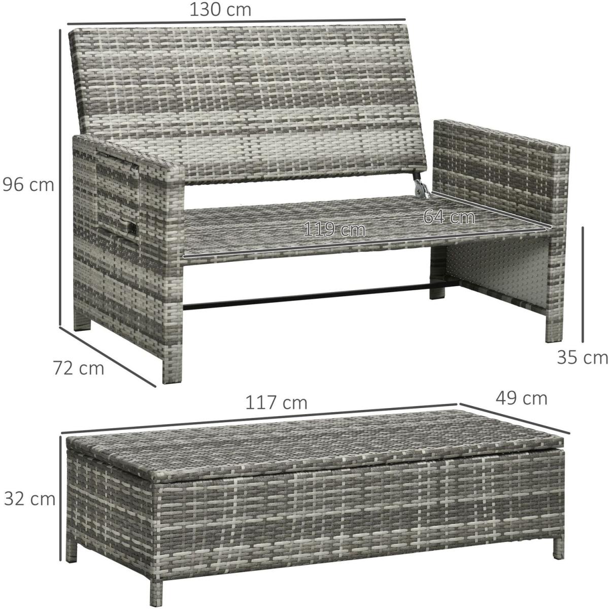 Garden Rattan Furniture Set 2 Seater - Grey – image 2
